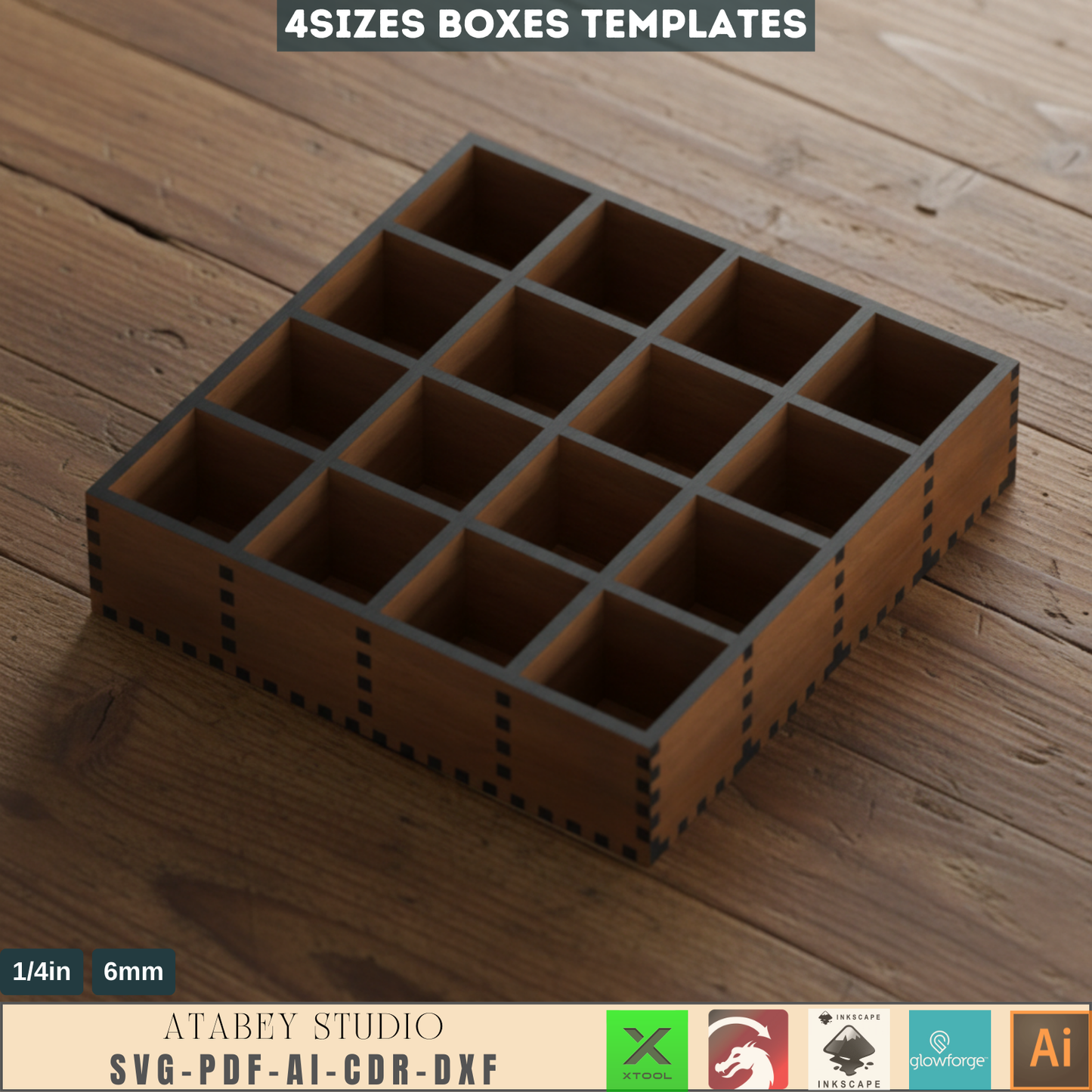 Compartment Tray Box Set for Laser Cutting - Perfect for Organizing Essentials 894