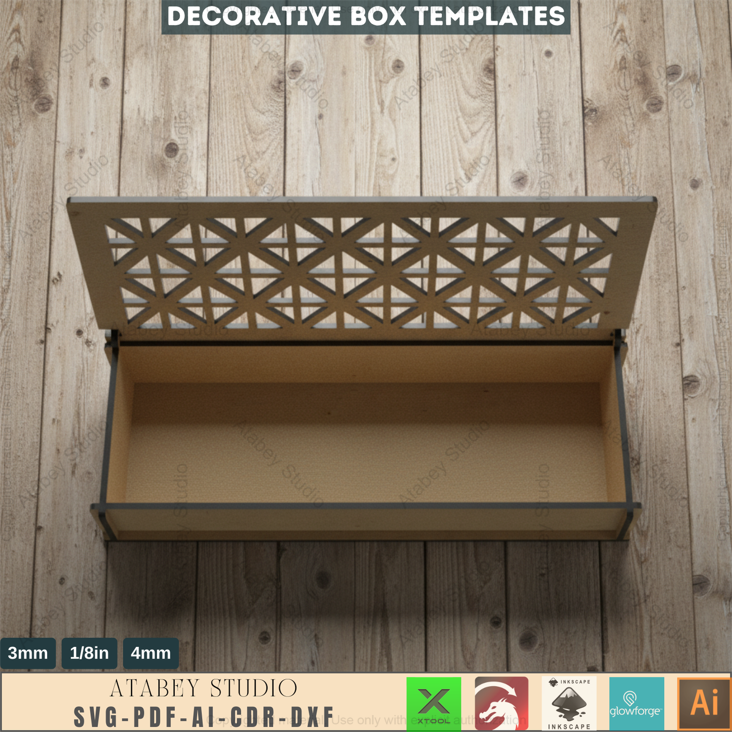 Decorative Laser Cut Gift Box / Wooden Box With Lid / DIY Box Laser Cut Files SVG, DXF Ai Cdr 554
