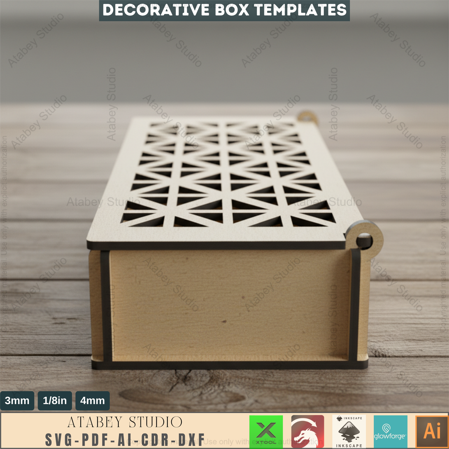 Decorative Laser Cut Gift Box / Wooden Box With Lid / DIY Box Laser Cut Files SVG, DXF Ai Cdr 554