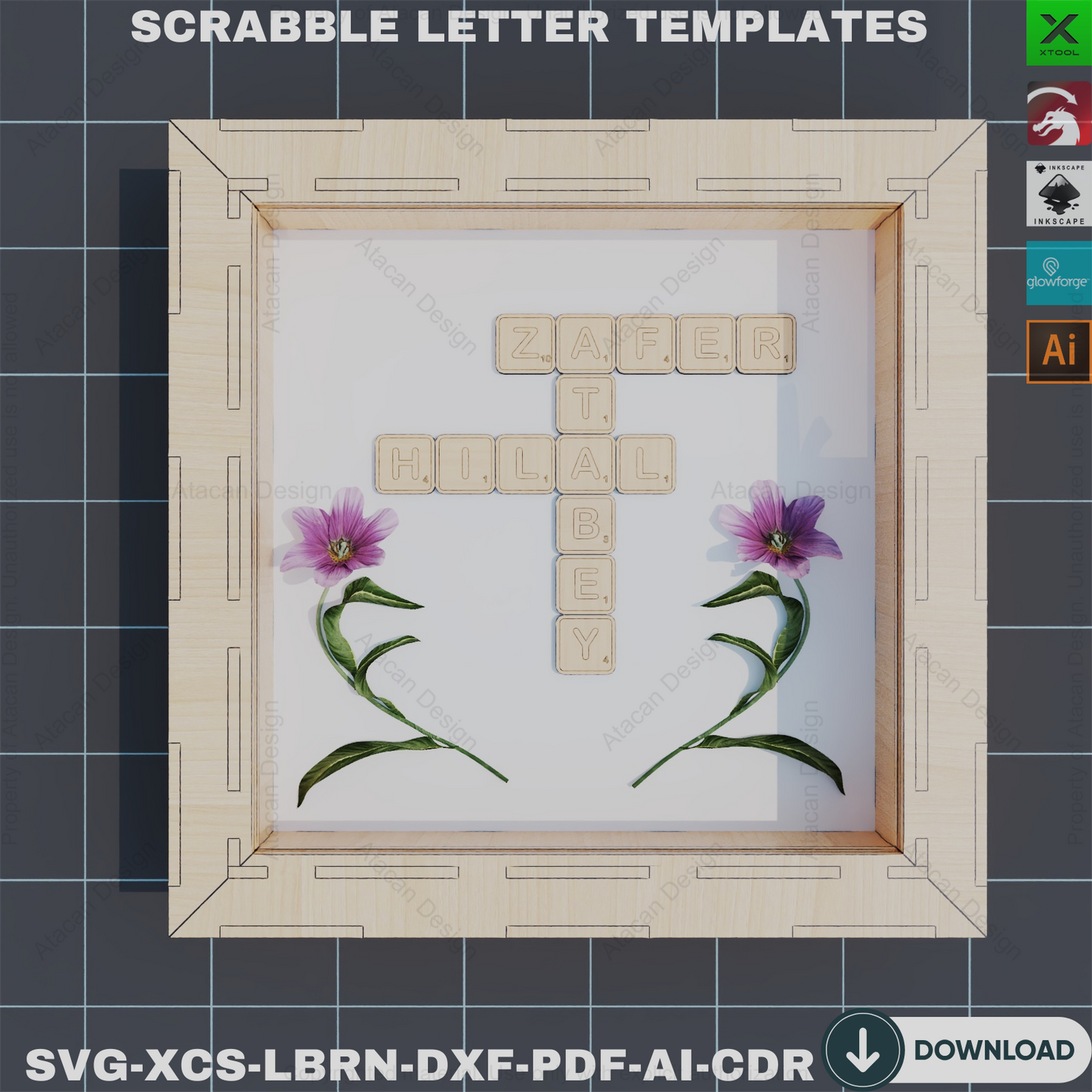 Scrabble Letter Template: A-Z Set, Laser Cut Alphabet Tiles,DIY Alphabet Tiles: Laser Cut Scrabble Letters Template 854