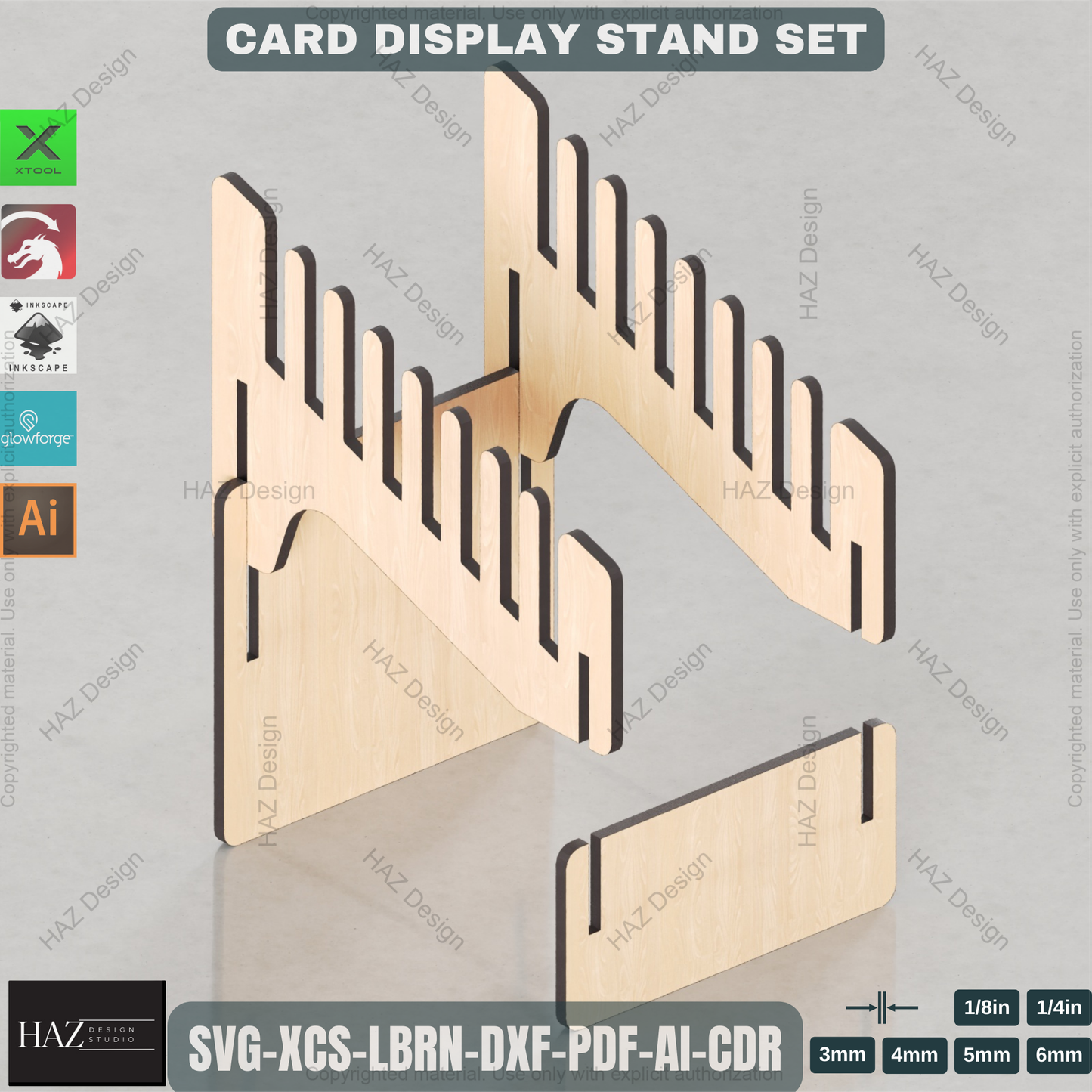 Laser Cut Card Display Stand Set | Multi-Size Retail & Desk Showcase Files | Greeting Card Holder 448