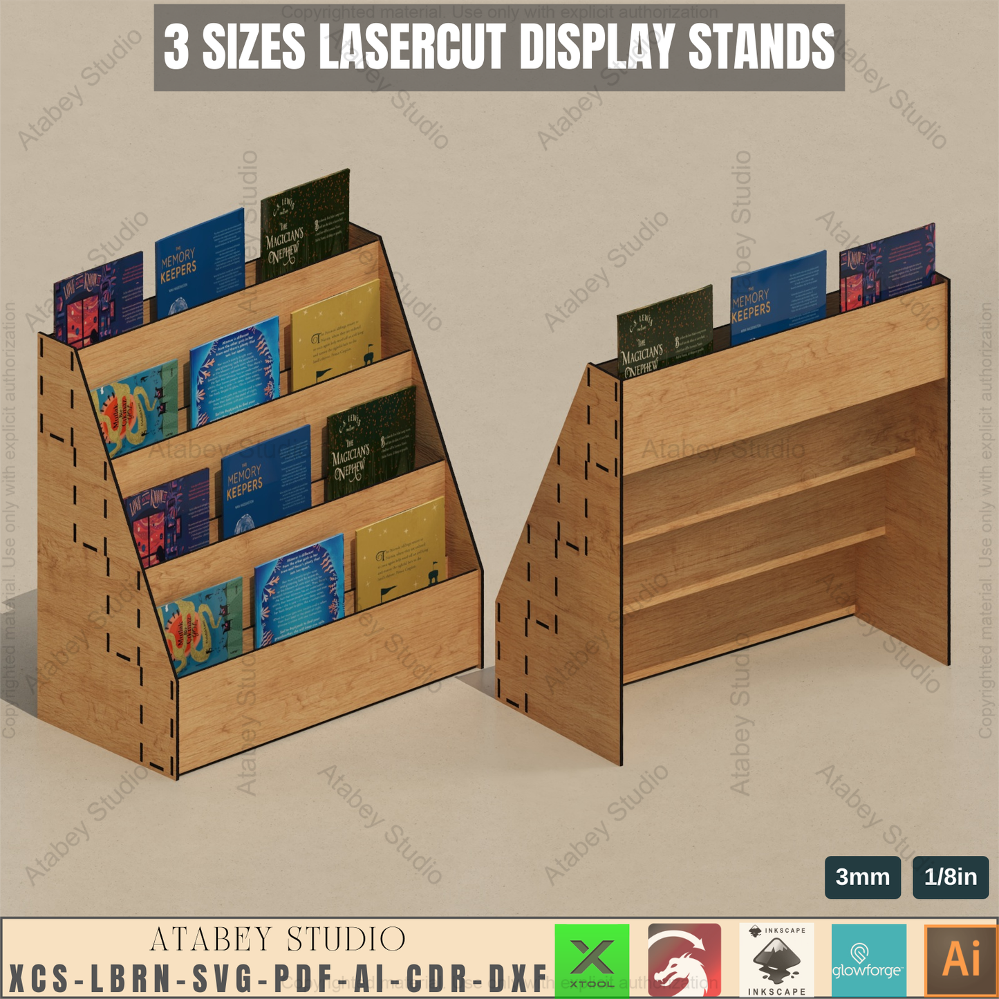 Laser Cut Tiered Display - 3 Shelf Wood Stand - Craft Fair Display - Retail SVG - Book Stand 934