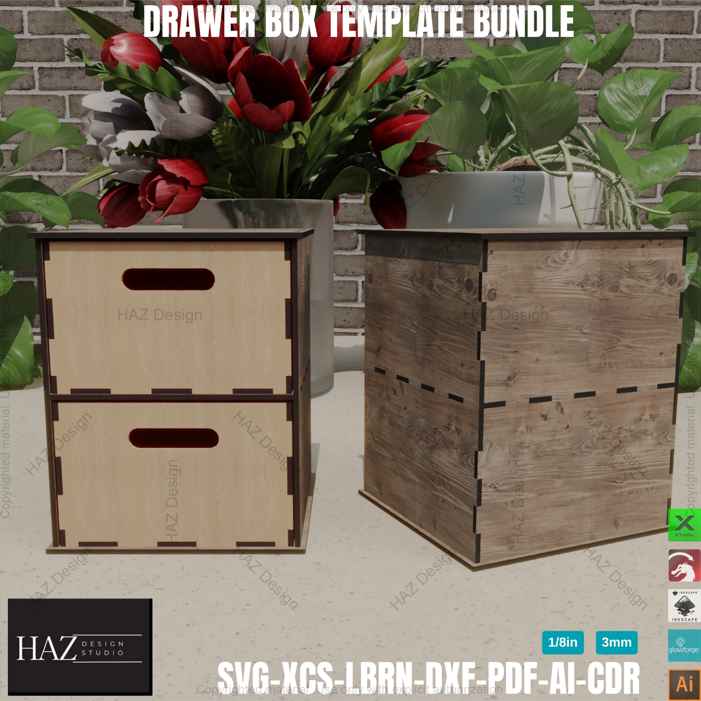 Laser Cut Drawer Organizer: Stackable Storage Box Templates!,DIY Laser Cut Storage Box: Create Custom Drawer Organizers! 403