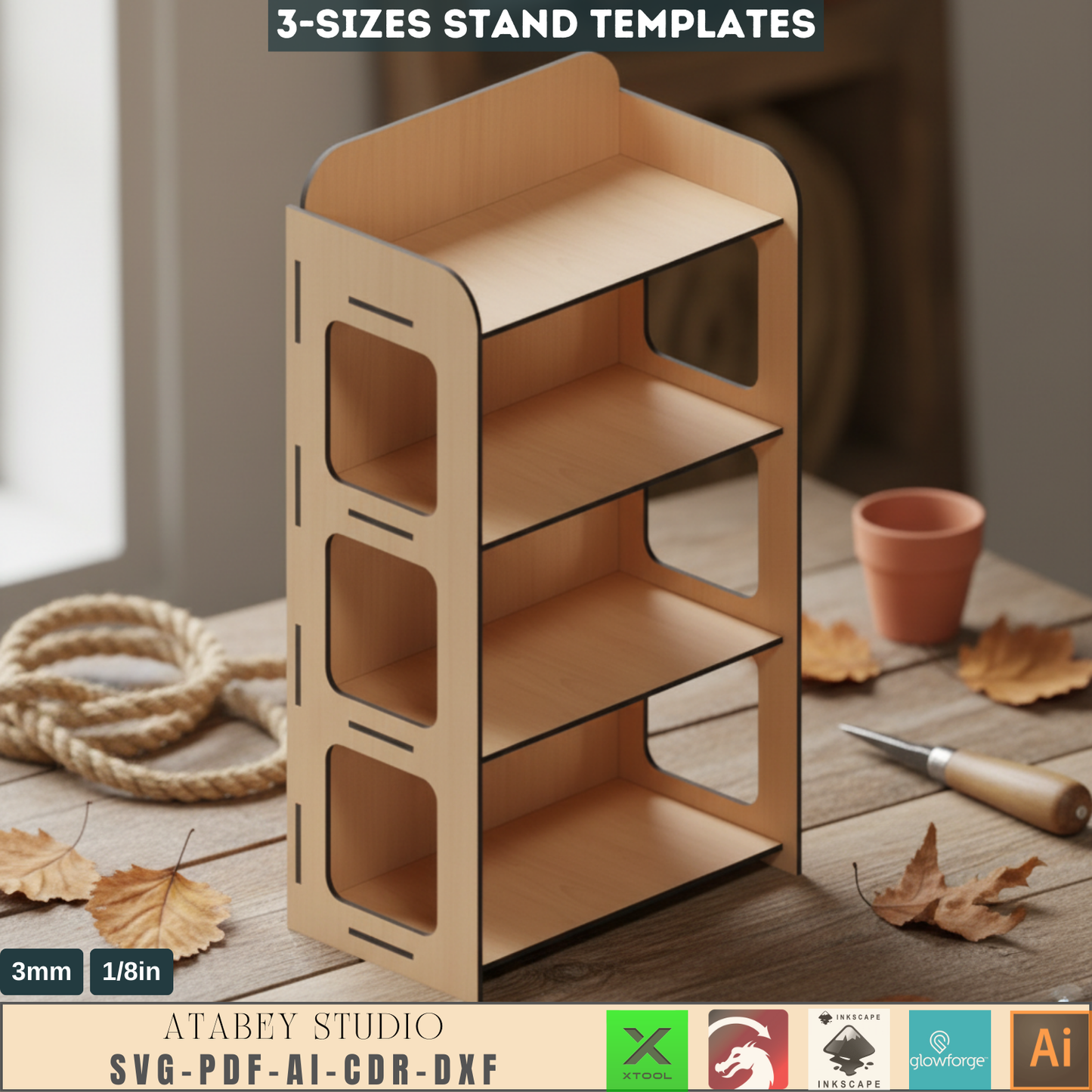 3 Size Wooden Stands - Craft fair display - Wood Retail Stand - Laser Vector Cut Files 576