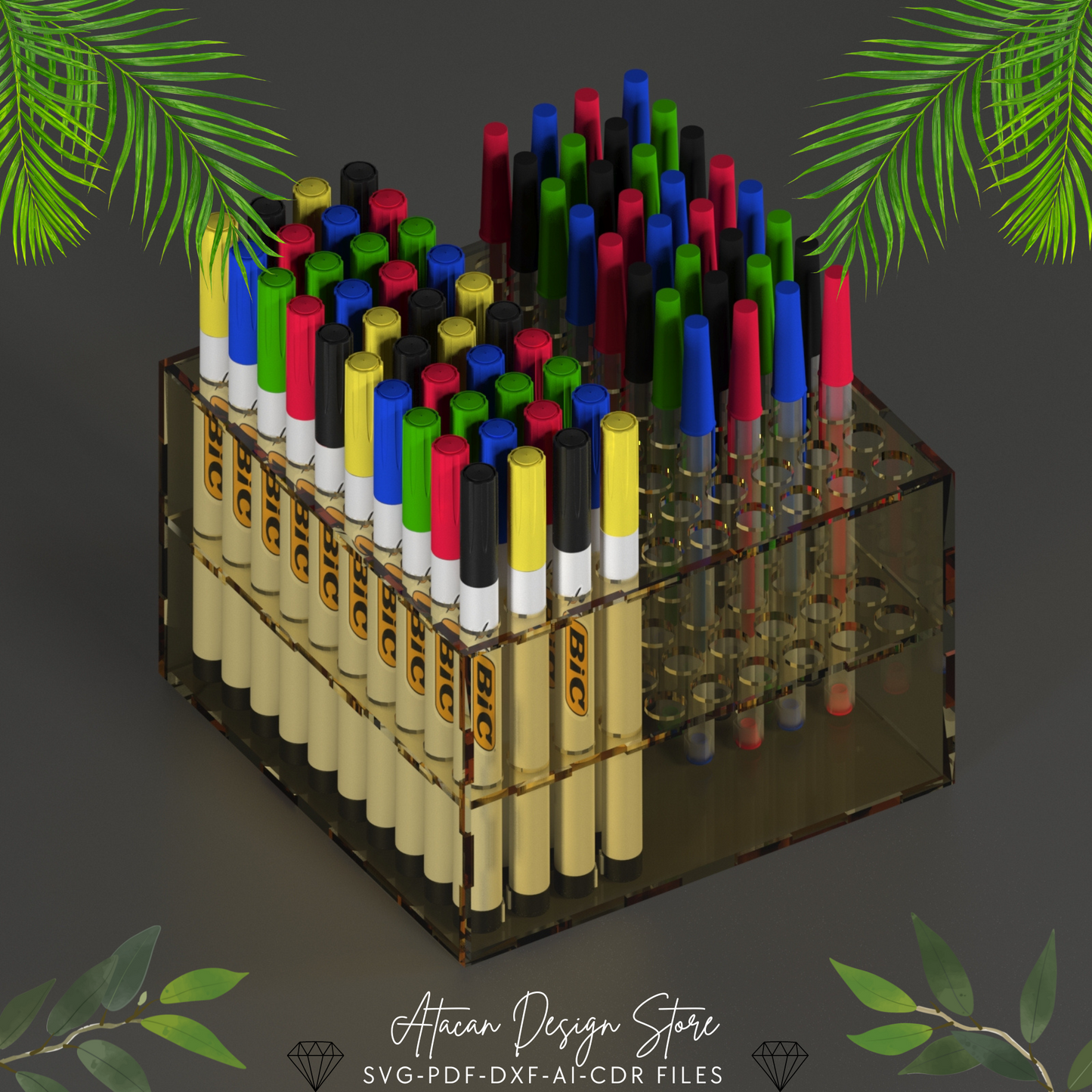 Laser Cut Paint Pen Holder - Perfect Organizer for Pens, Pencils, and Markers in Two Sizes 670