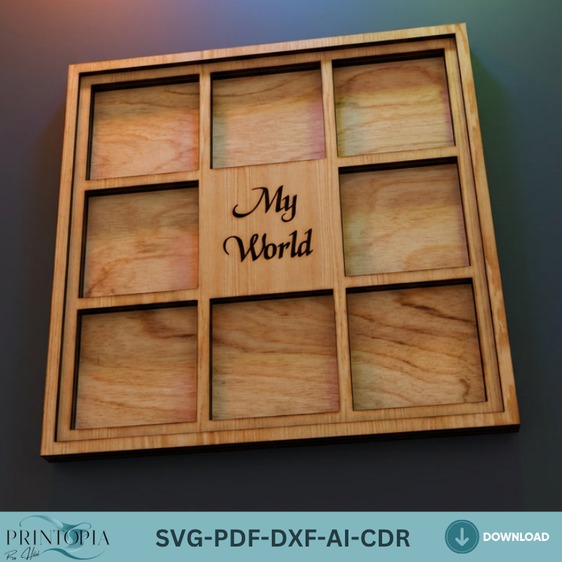 Multi Photo Frame Collage Laser Cut File Family Wall Decor Personalized Picture Frame
