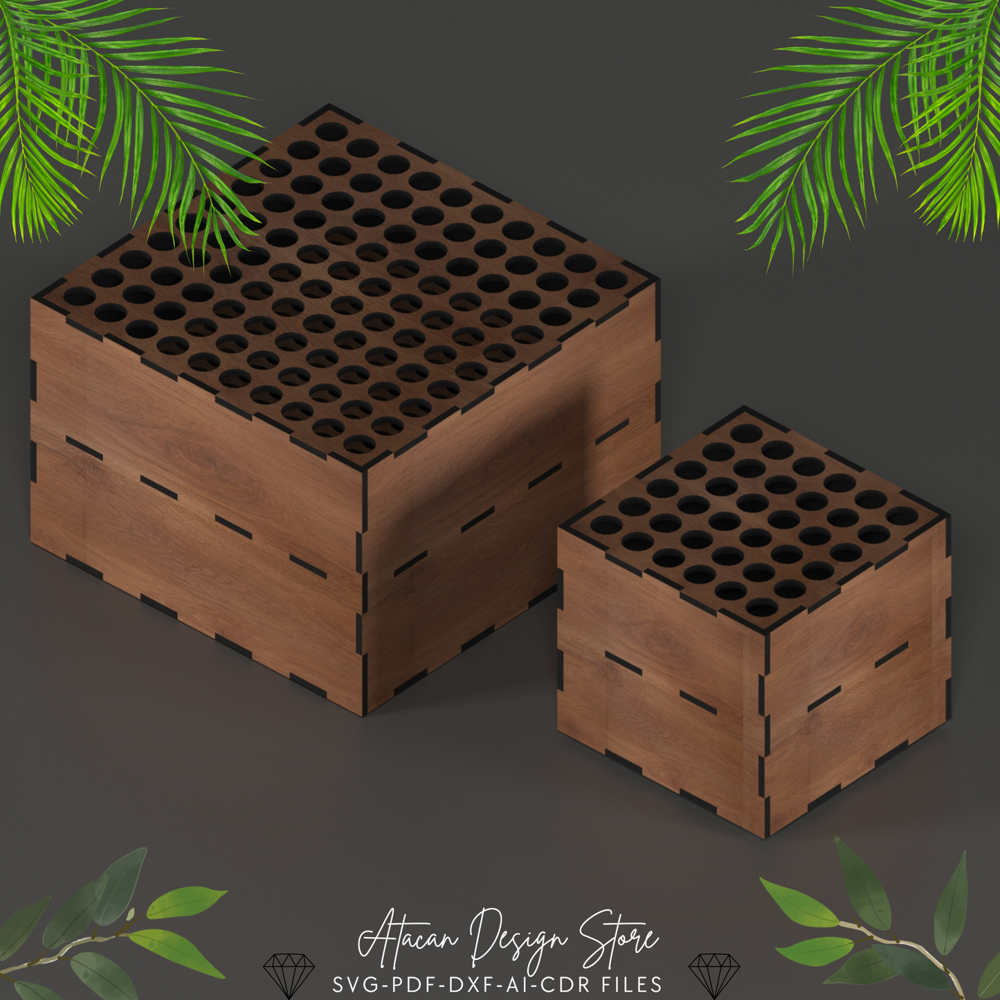 Laser Cut Paint Pen Holder - Perfect Organizer for Pens, Pencils, and Markers in Two Sizes 670