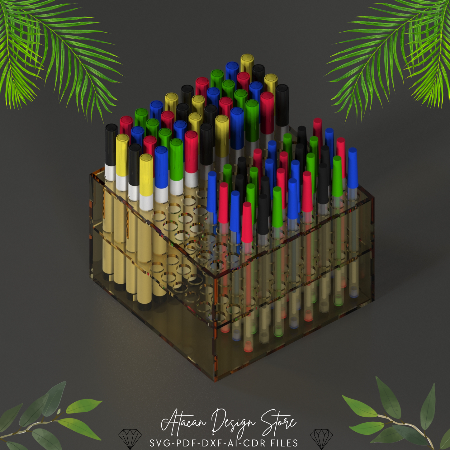 Laser Cut Paint Pen Holder - Perfect Organizer for Pens, Pencils, and Markers in Two Sizes 670