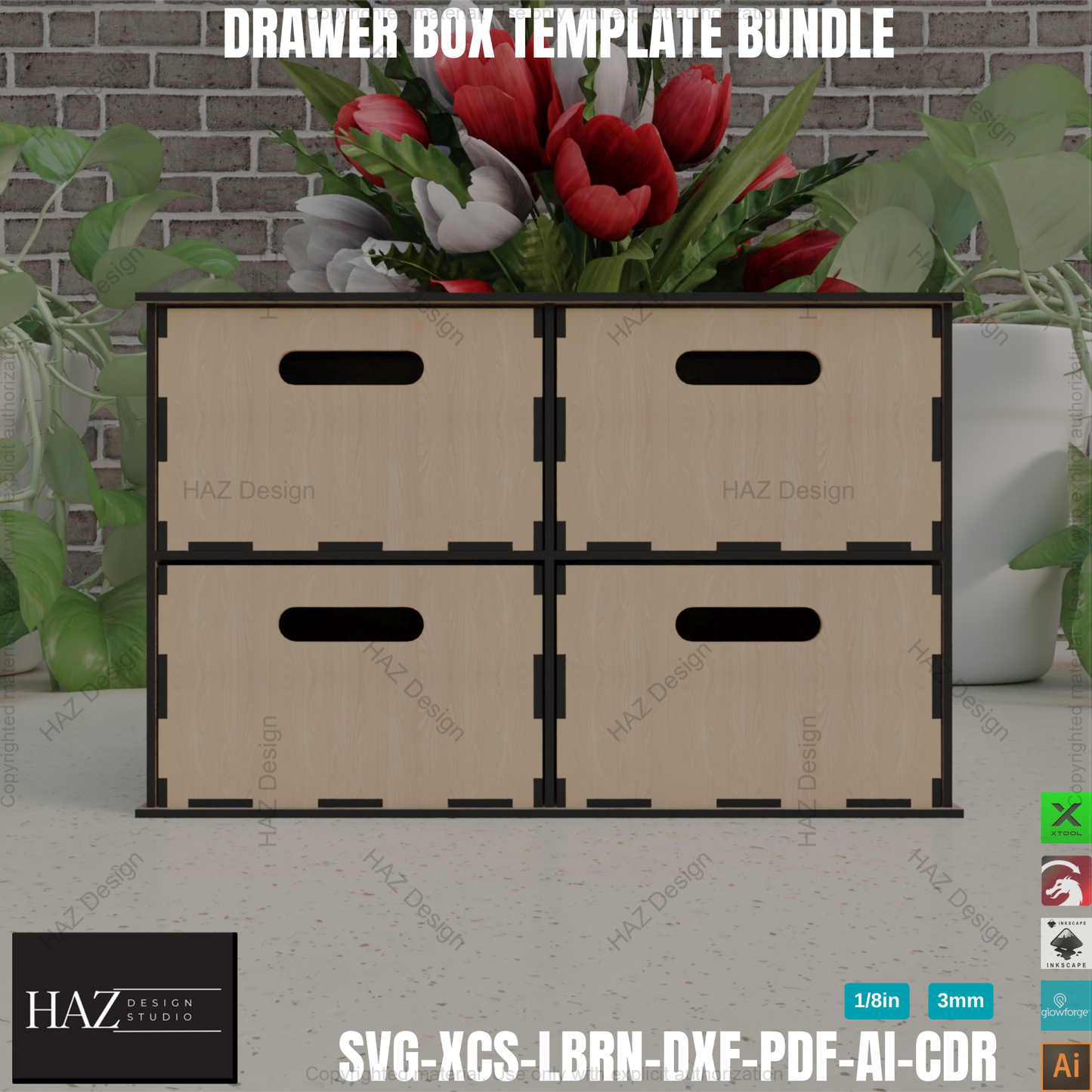 Laser Cut Drawer Organizer: Stackable Storage Box Templates!,DIY Laser Cut Storage Box: Create Custom Drawer Organizers! 403