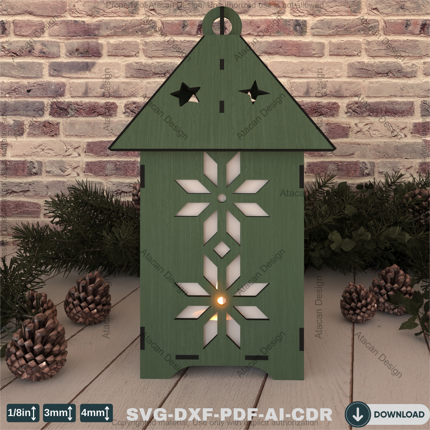 Wooden Christmas Tree Lantern – Snowflake Night Light for Festive Decor-Snowflake Stage Lantern – Table Decor794