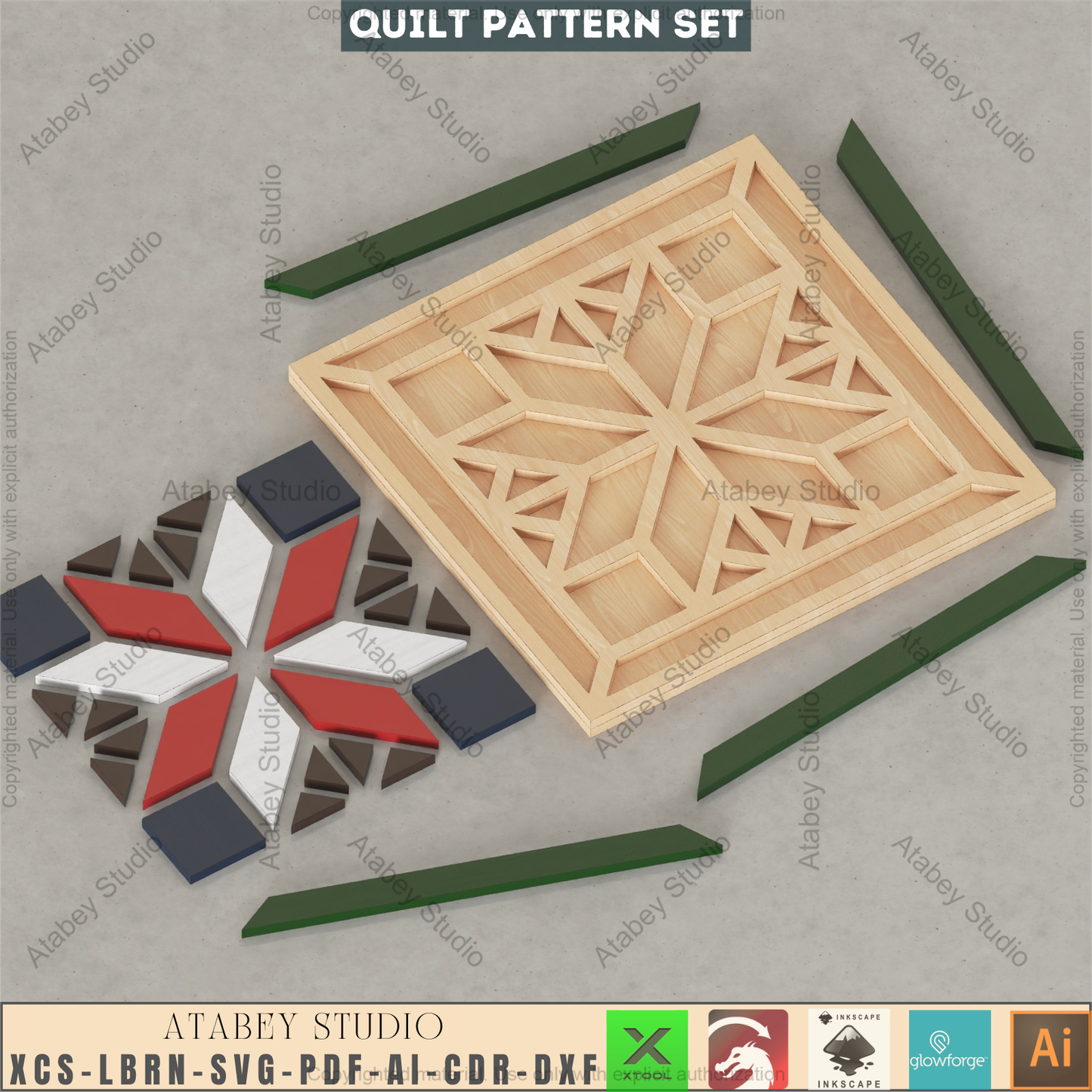 Modern Geometric Coaster & Wall Tile Bundle • 16 Laser Cut Patterns for DIY Home Decor • Glowforge Xtool Compatible 945