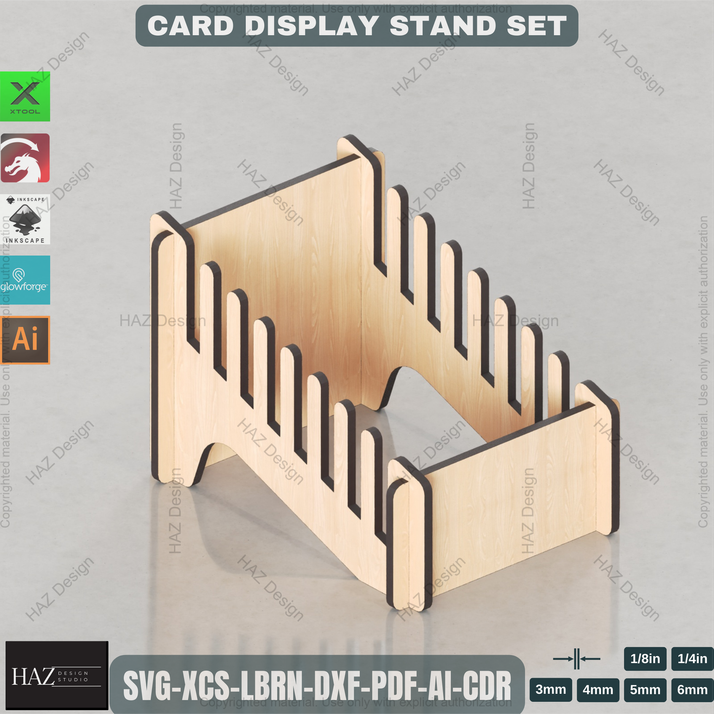 Laser Cut Card Display Stand Set | Multi-Size Retail & Desk Showcase Files | Greeting Card Holder 448