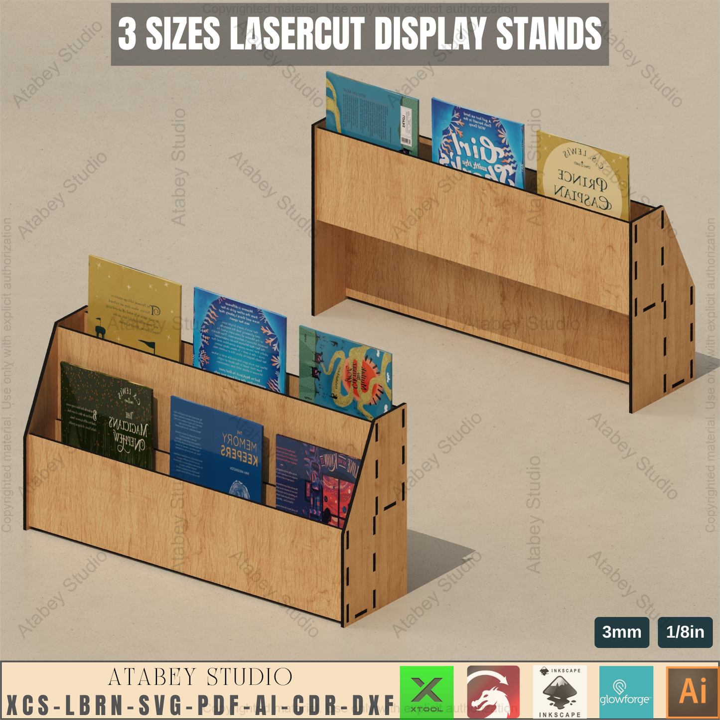 Laser Cut Tiered Display - 3 Shelf Wood Stand - Craft Fair Display - Retail SVG - Book Stand 934