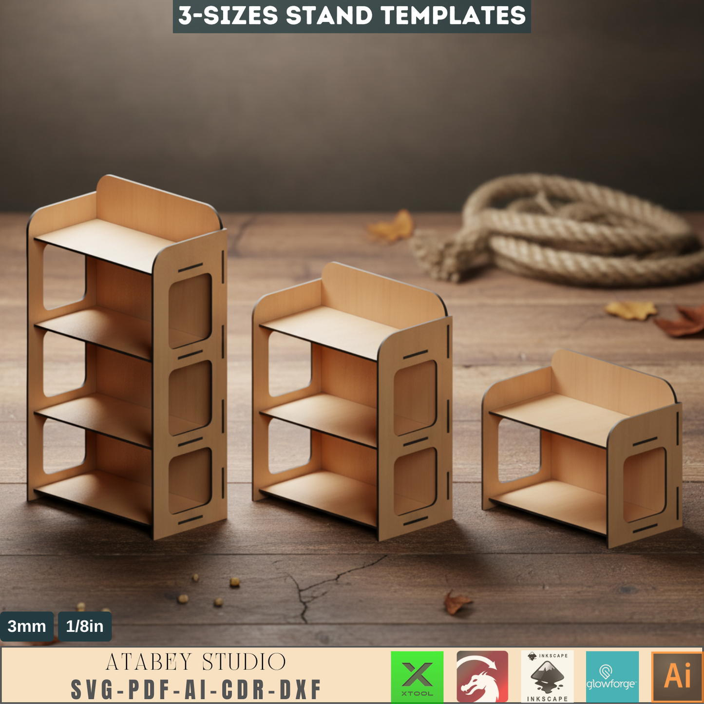 3 Size Wooden Stands - Craft fair display - Wood Retail Stand - Laser Vector Cut Files 576
