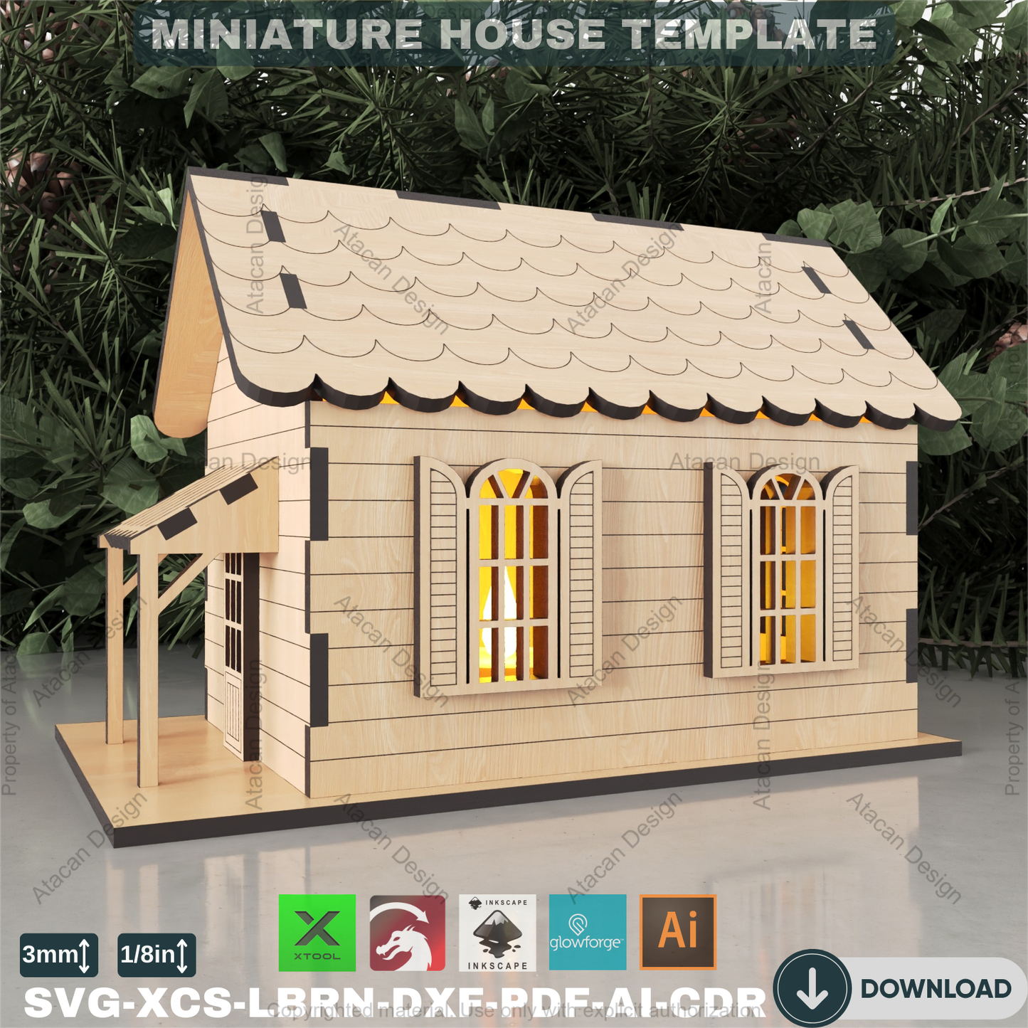 Laser Cut Mini House Plan | Build a Charming Cottage Model | Tealight Luminary Design 884