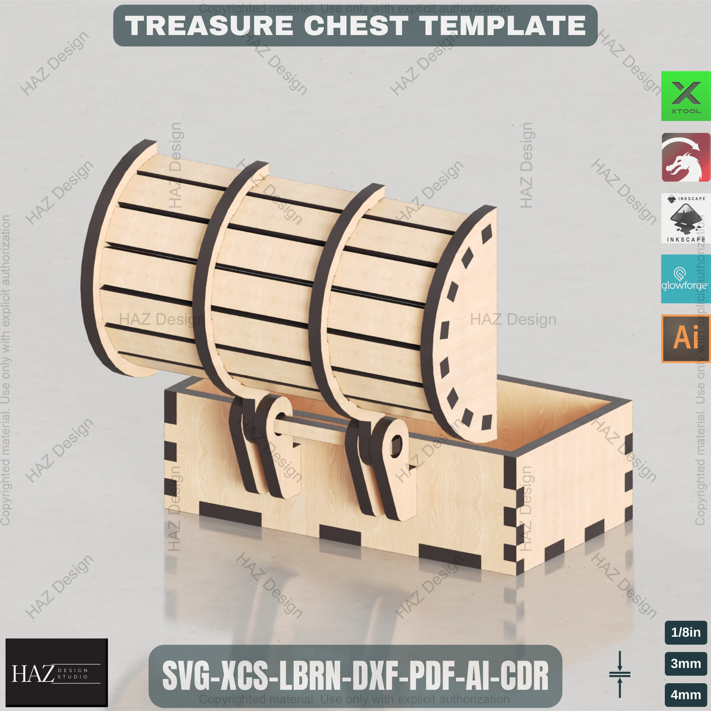DIY Micro Treasure Chest Laser Cut Files for Glowforge - Create Your own Miniature Treasure Chest 182