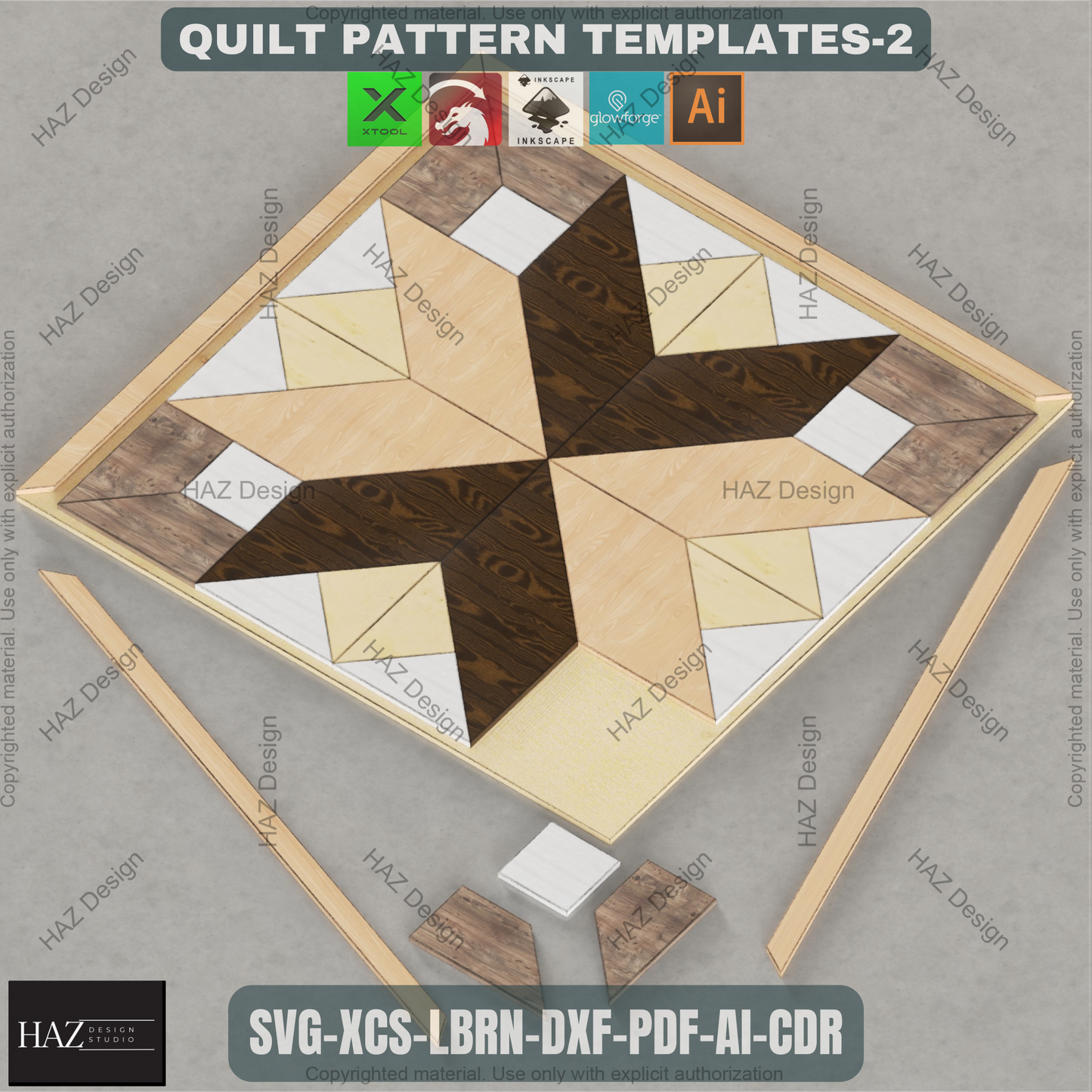 Rustic Barn Quilt SVG Bundle, 6 Wood Grain Quilt Patterns, Laser Cut Files for Glowforge, Natural Farmhouse Wall Art Decor 462