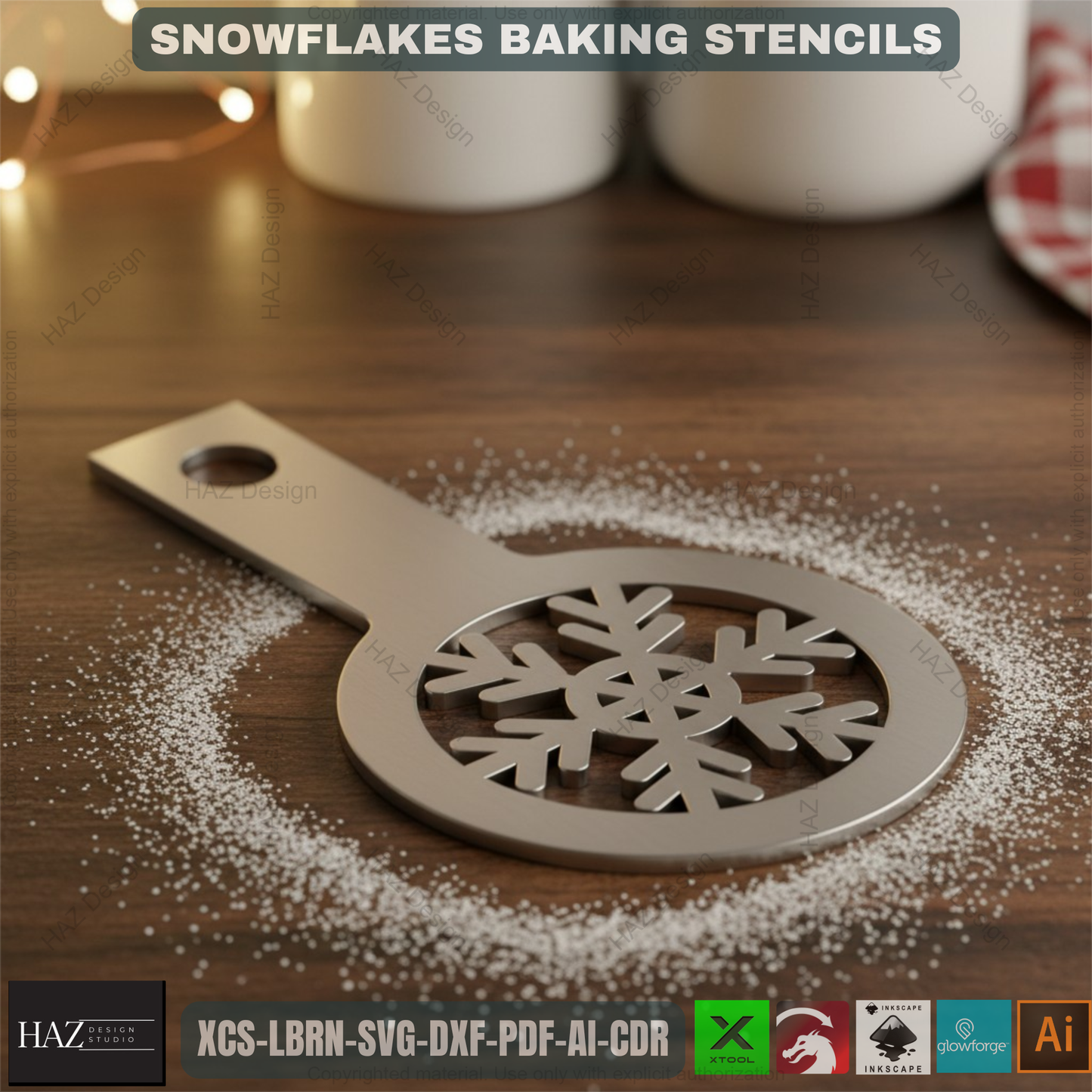 Christmas Snowflake Baking Stencil Set for Cookies, Cakes & Coffee – Festive Kitchen DIY Decorating Templates for Holiday Treats 485