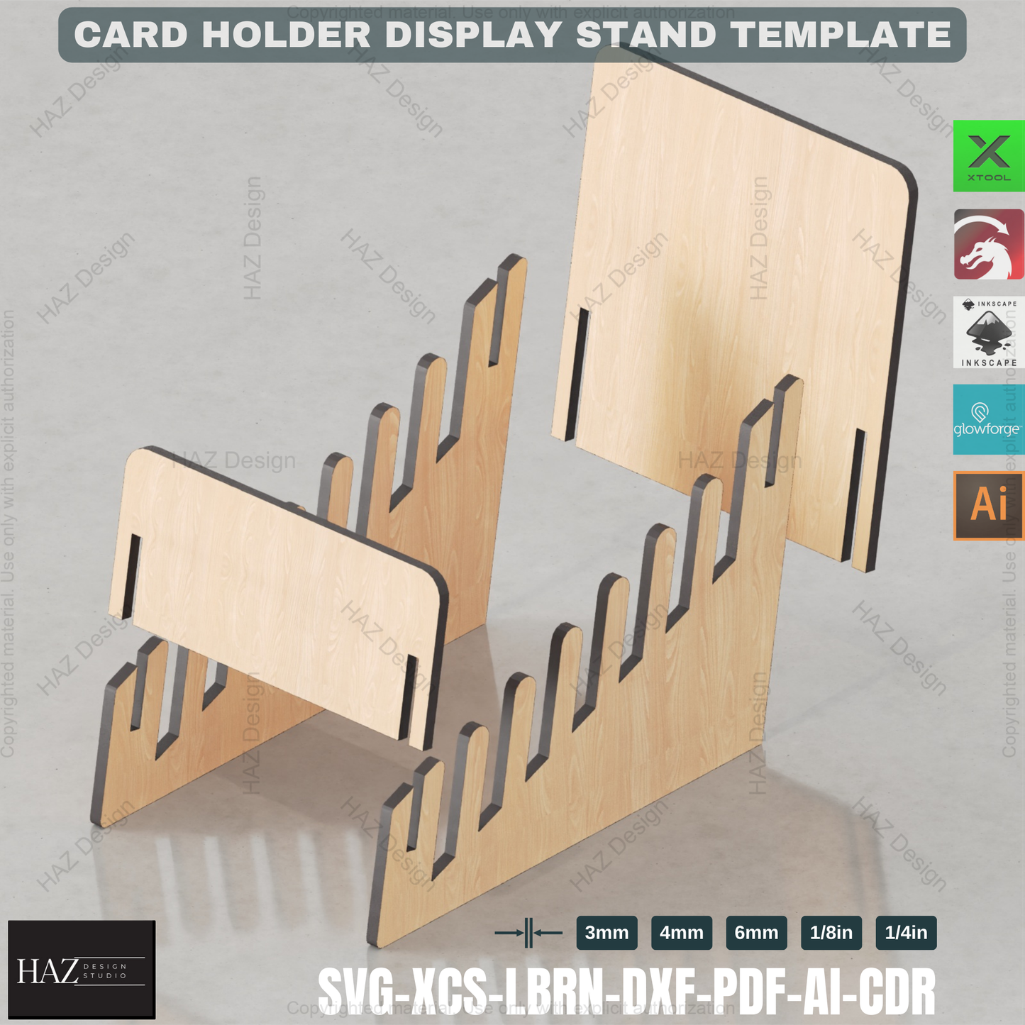 Laser Cut Card Holder: Perfect for Greeting Cards, 2 Sizes,Laser Cut File, Retail Display Stand 428
