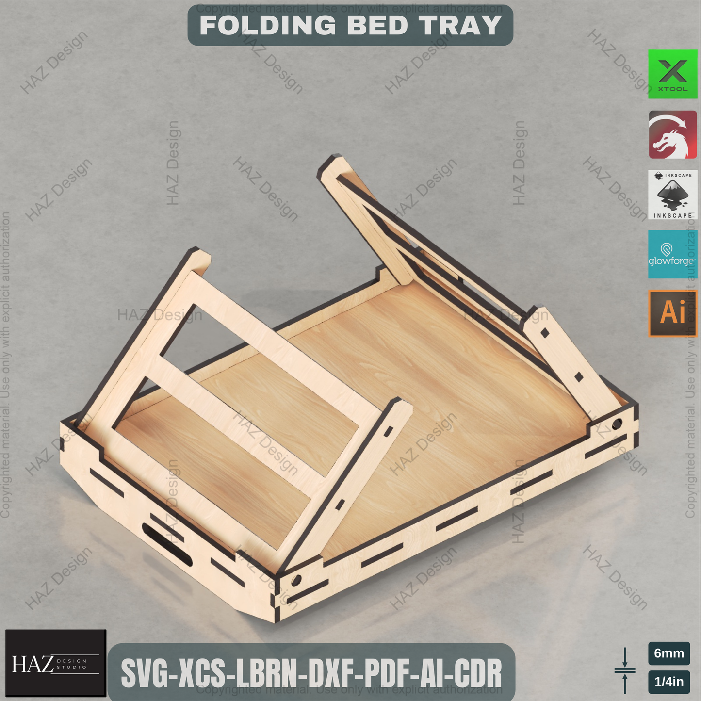 Laser Cut Folding Bed Tray - Breakfast & Serving Table Digital Plan,Portable Breakfast & Serving Tray - Smart Laser Cut Folding Design 454