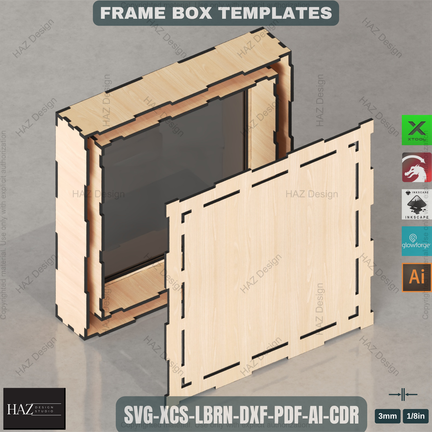 Customizable Laser Cut Shadow Box Templates Set - 6 Sizes for Memory Displays, Flower Preservation & Keepsake Frames 458