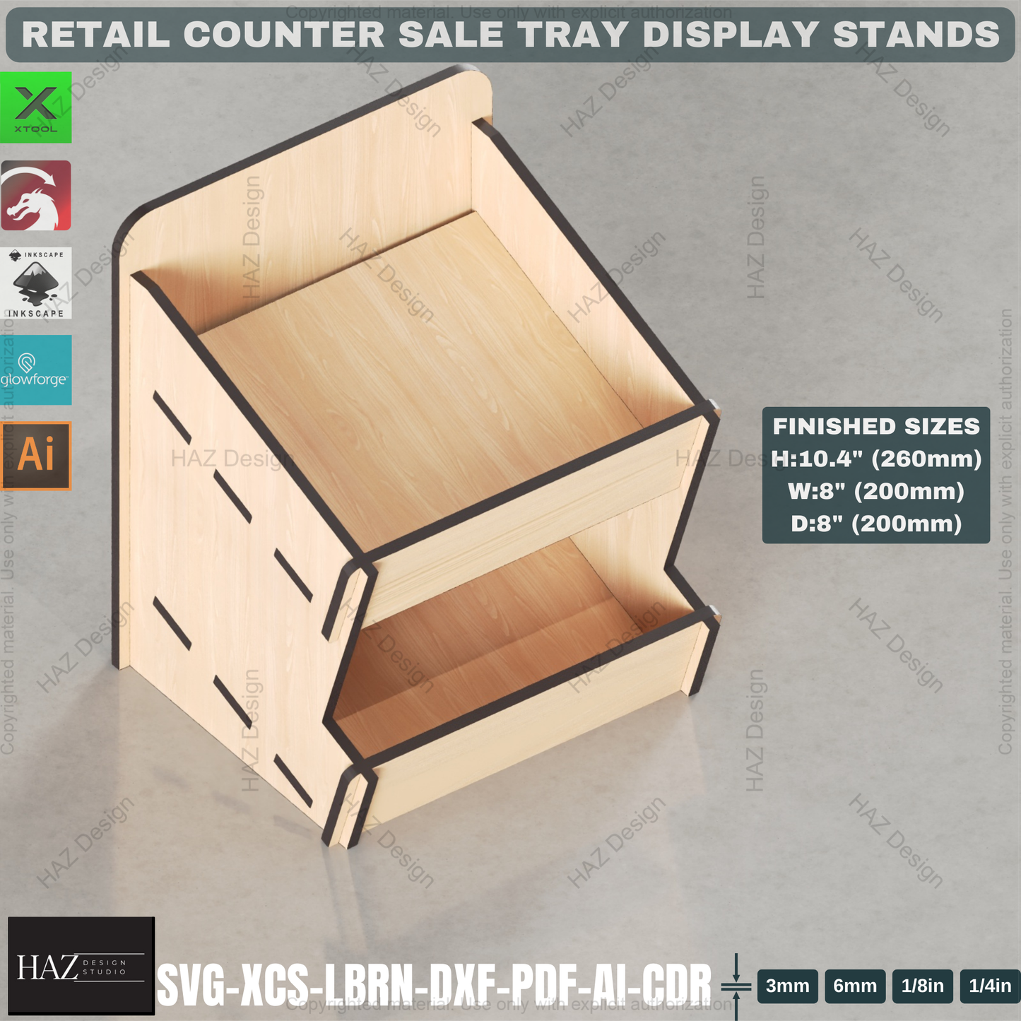 Laser Cut Counter Tray Display Set | Multi-Size Organizer Stands | Retail & Market Ready Files 440