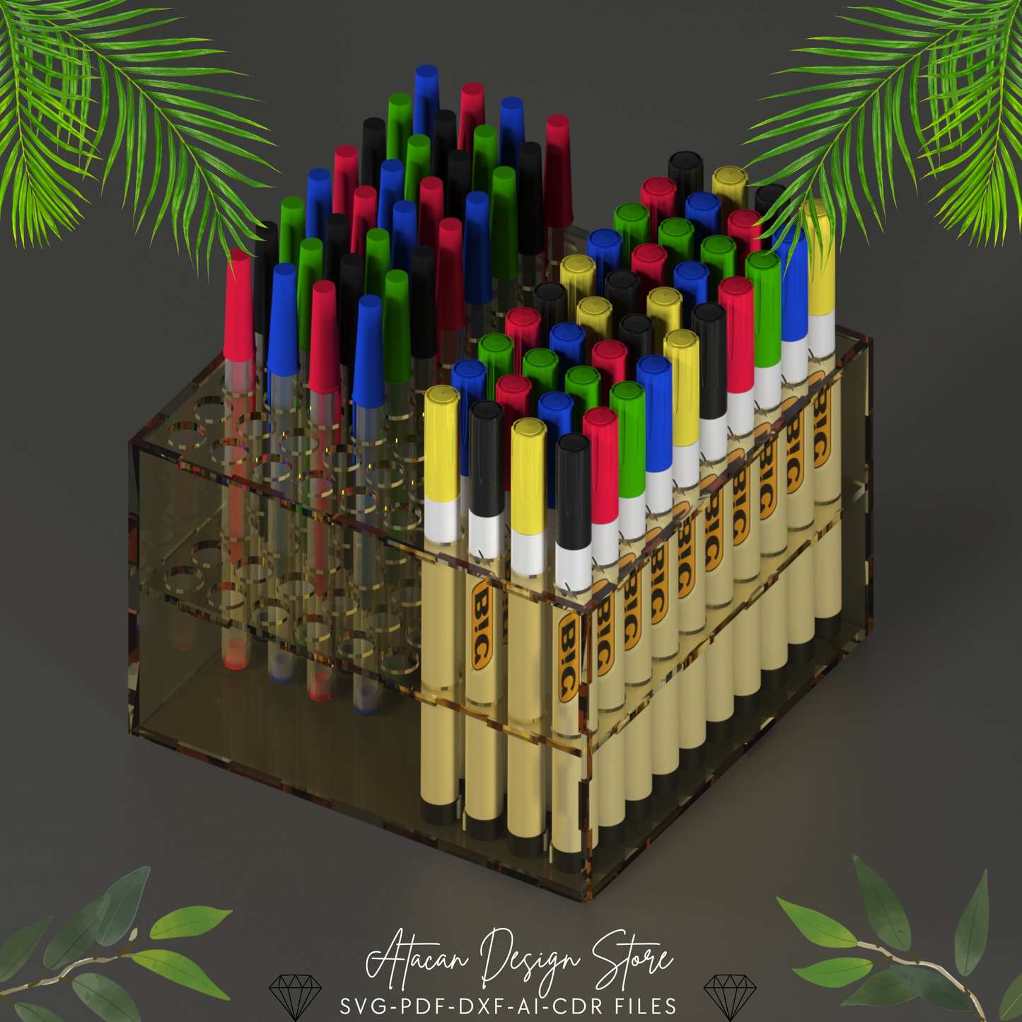 Laser Cut Paint Pen Holder - Perfect Organizer for Pens, Pencils, and Markers in Two Sizes 670