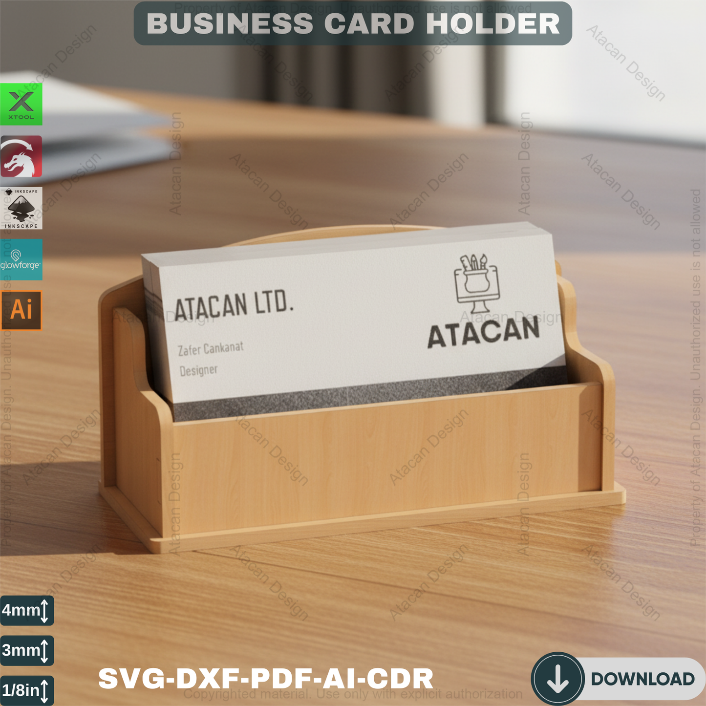 Business Card Holder Svg- Wooden Card Stand - Display Holder Template 440