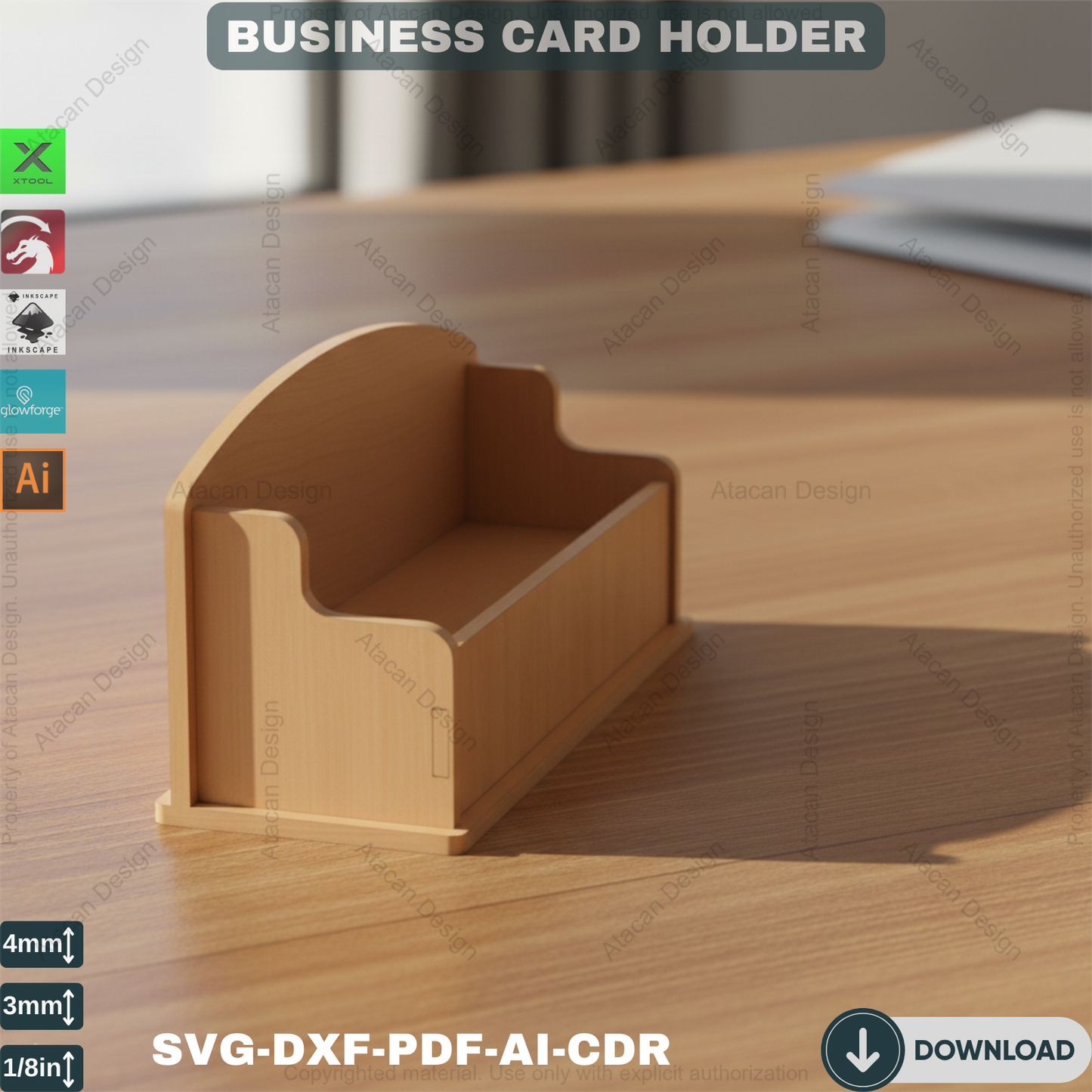 Business Card Holder Svg- Wooden Card Stand - Display Holder Template 440