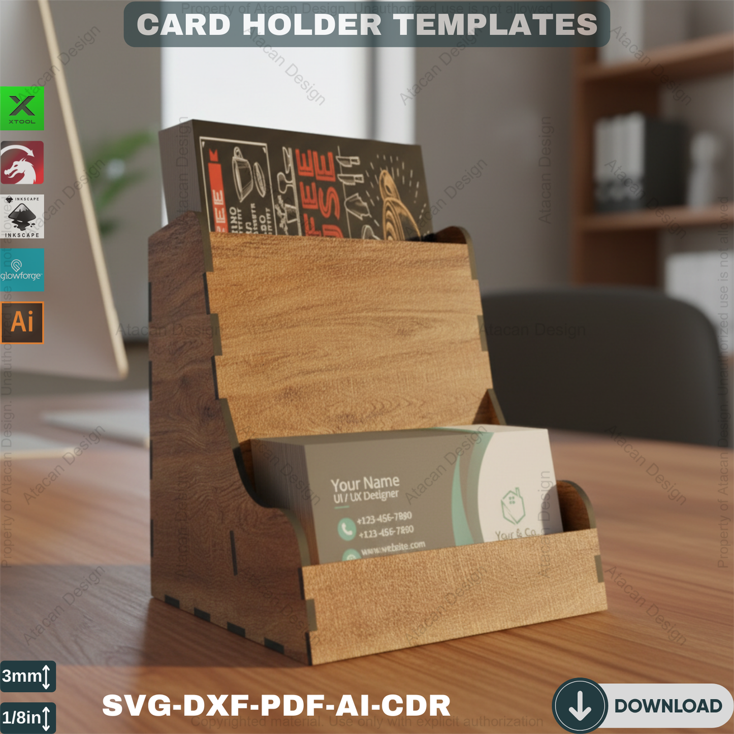 Elegant Business Card and Flyer Stand for Laser Cutting Machines - Professional Display 477