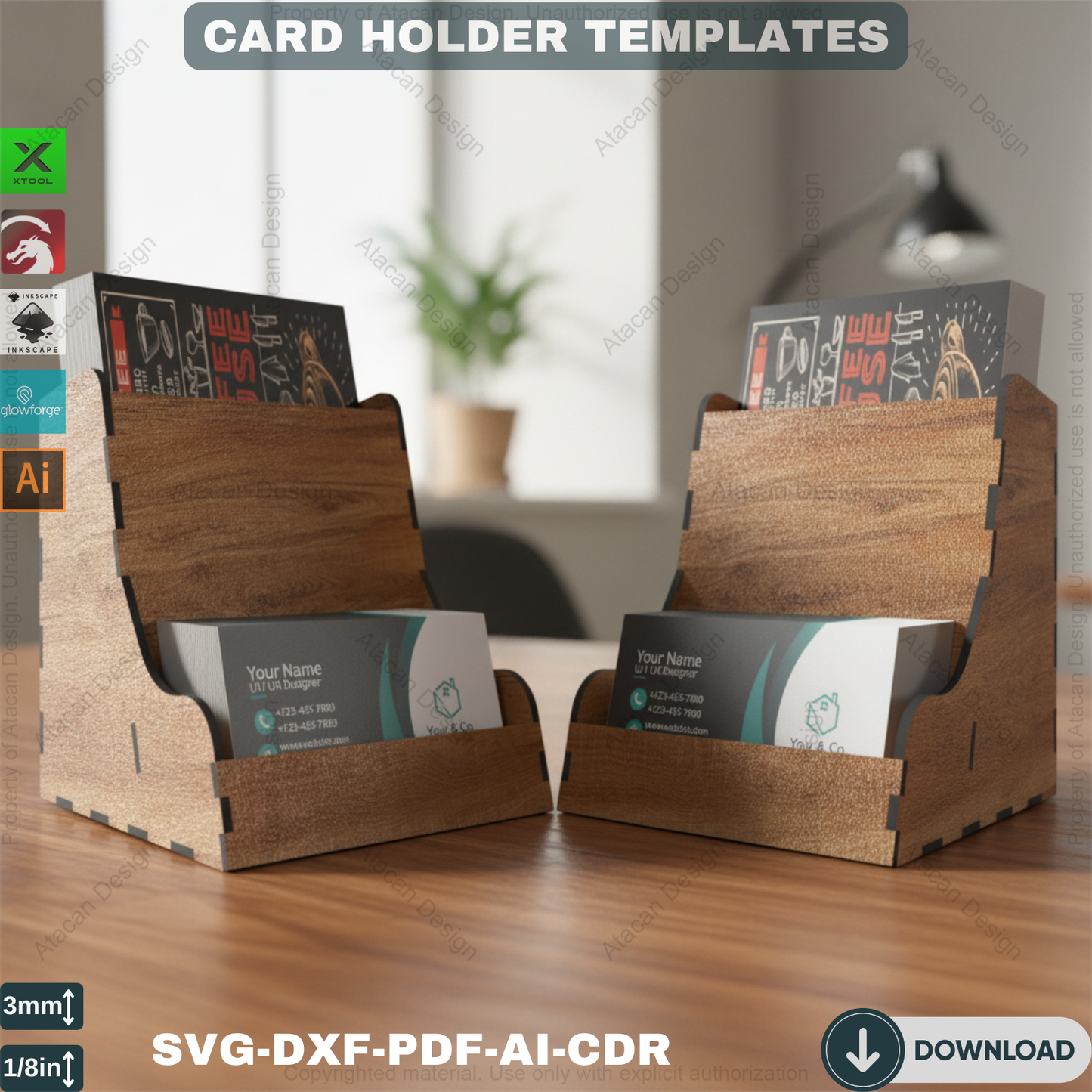 Elegant Business Card and Flyer Stand for Laser Cutting Machines - Professional Display 477