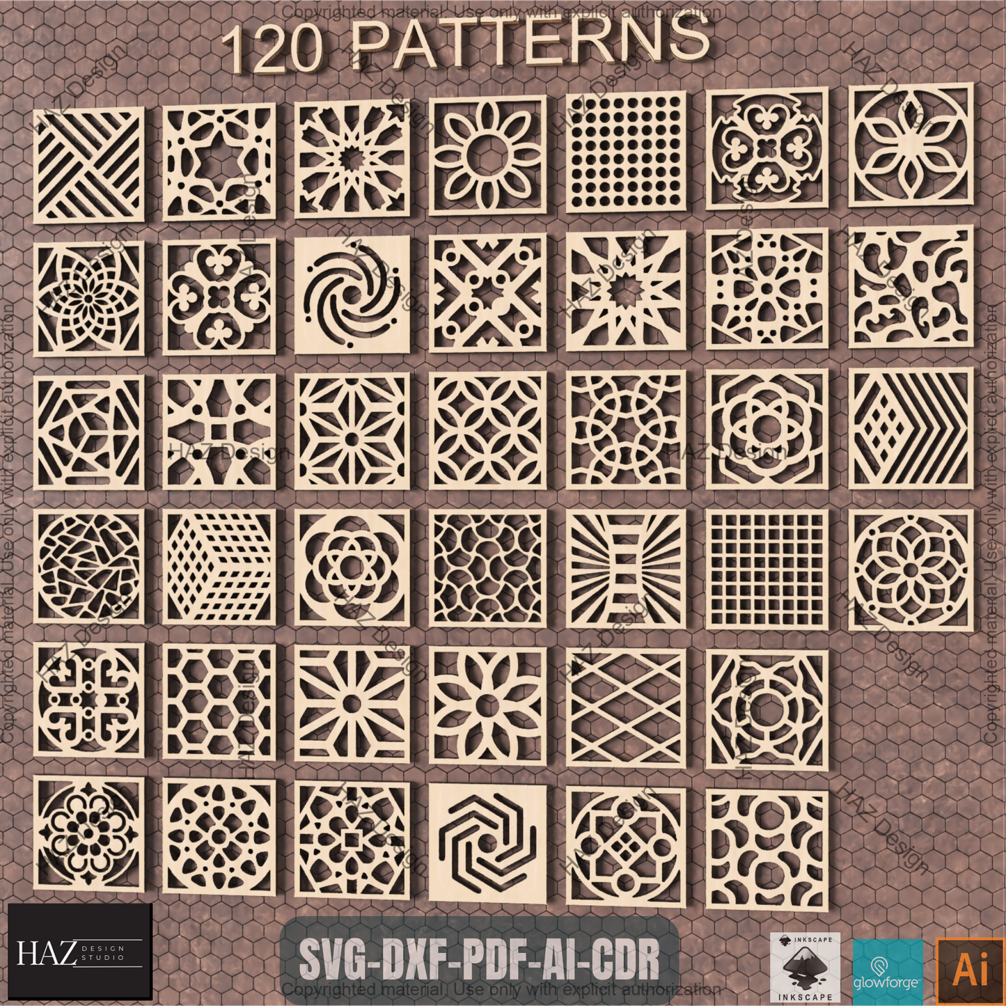 Ultimate 120 Geometric Patterns Collection for Laser Cutting Projects, Symmetrical Design Templates Craft Bundle 460