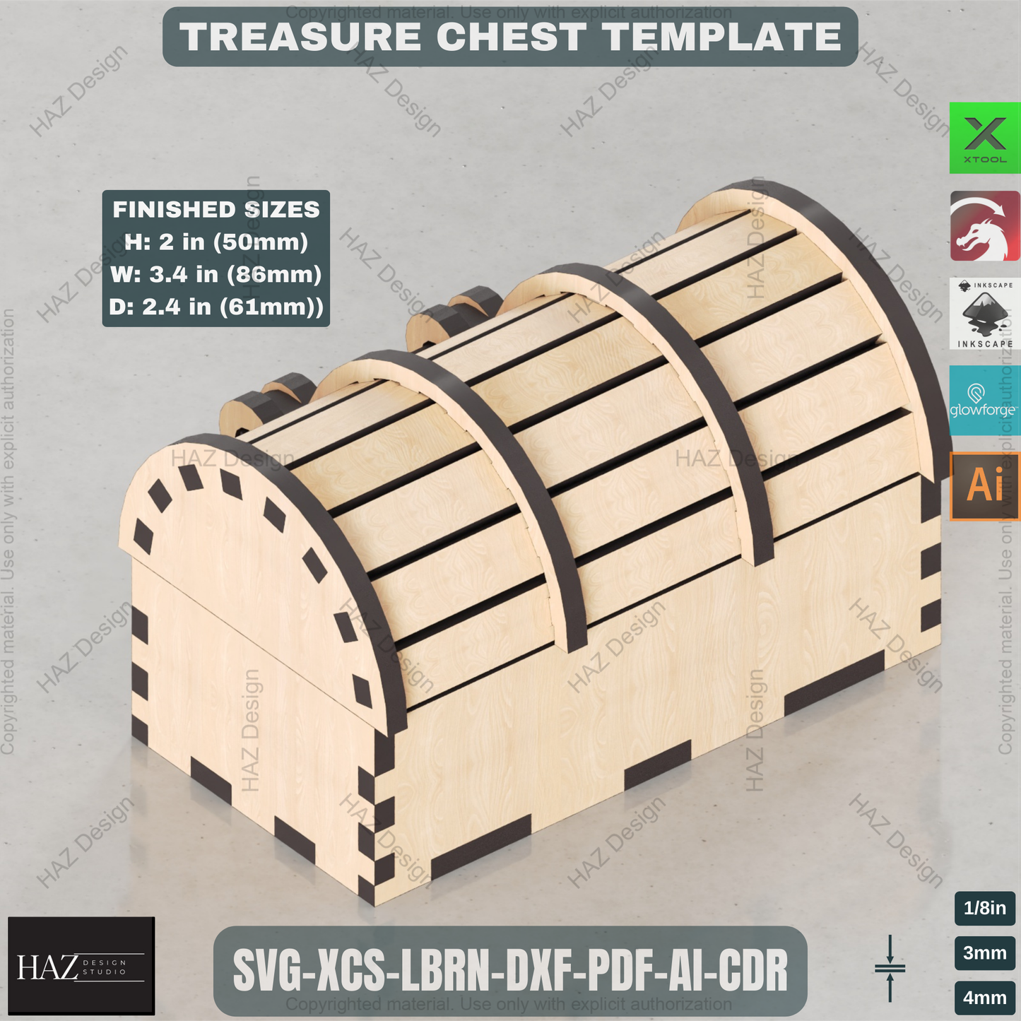 DIY Micro Treasure Chest Laser Cut Files for Glowforge - Create Your own Miniature Treasure Chest 182