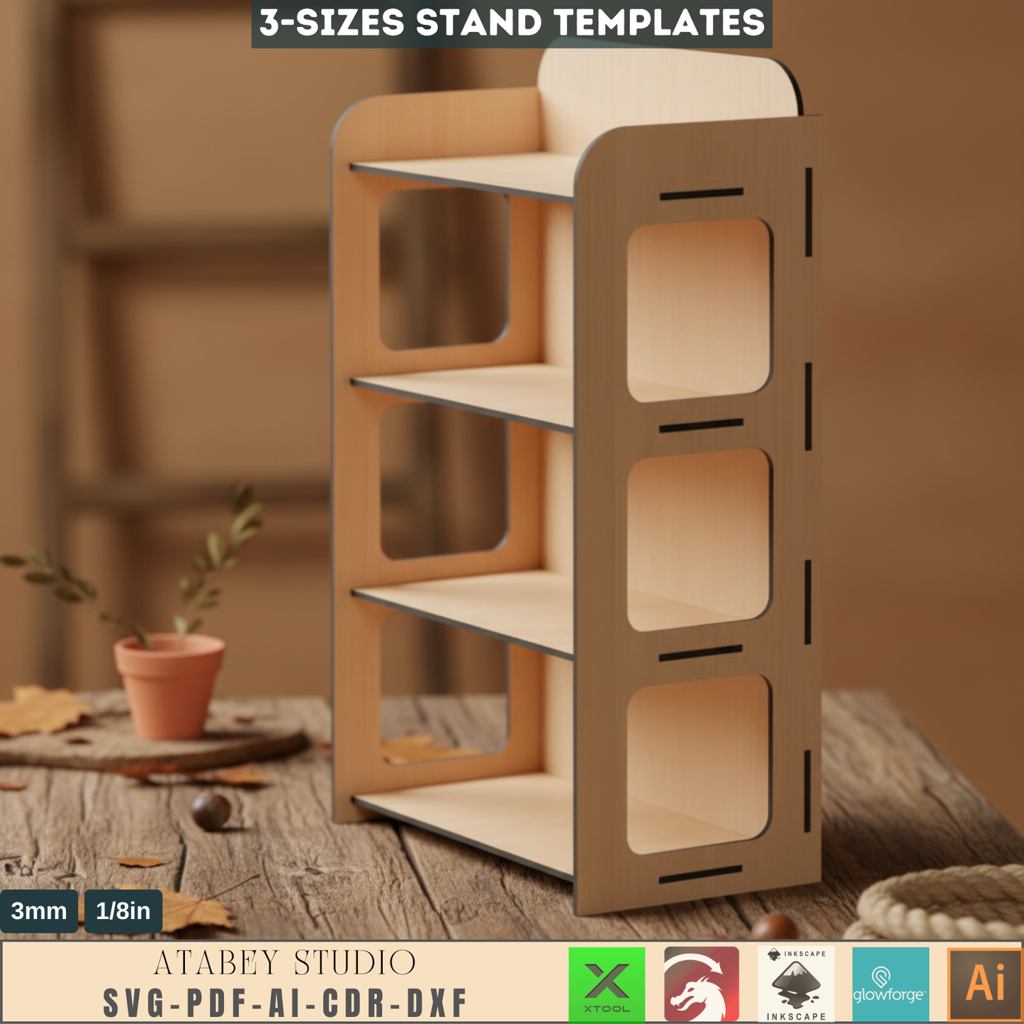 3 Size Wooden Stands - Craft fair display - Wood Retail Stand - Laser Vector Cut Files 576