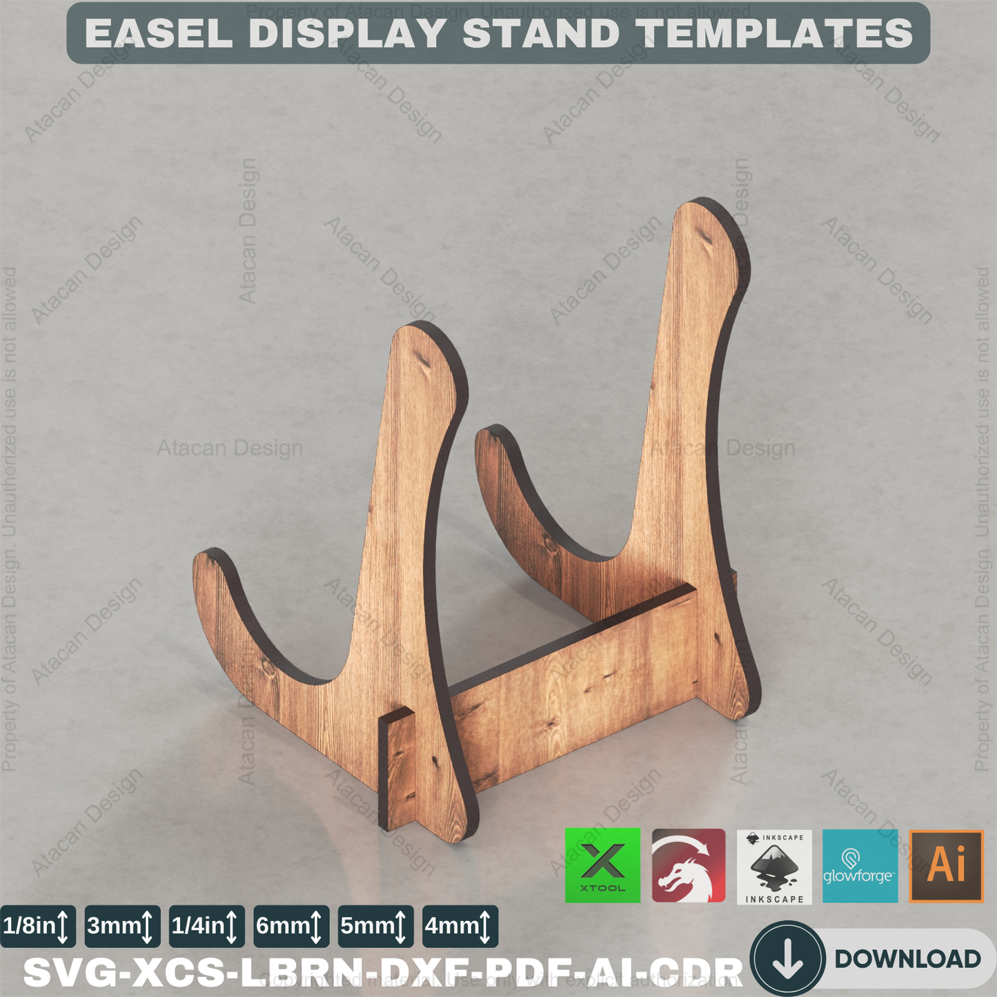 Laser Cut Frame Plate Stand / Laser cut vectors / Photo holder / Display Stand / Laser cut files ADS080