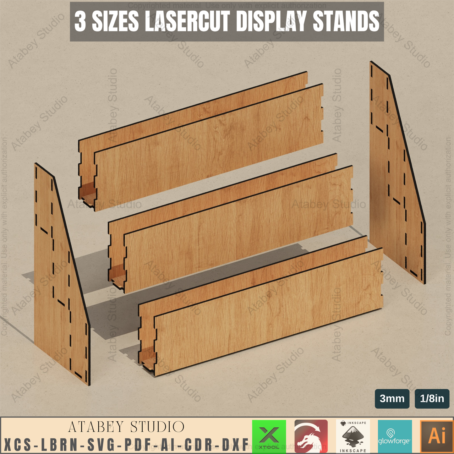 Laser Cut Tiered Display - 3 Shelf Wood Stand - Craft Fair Display - Retail SVG - Book Stand 934