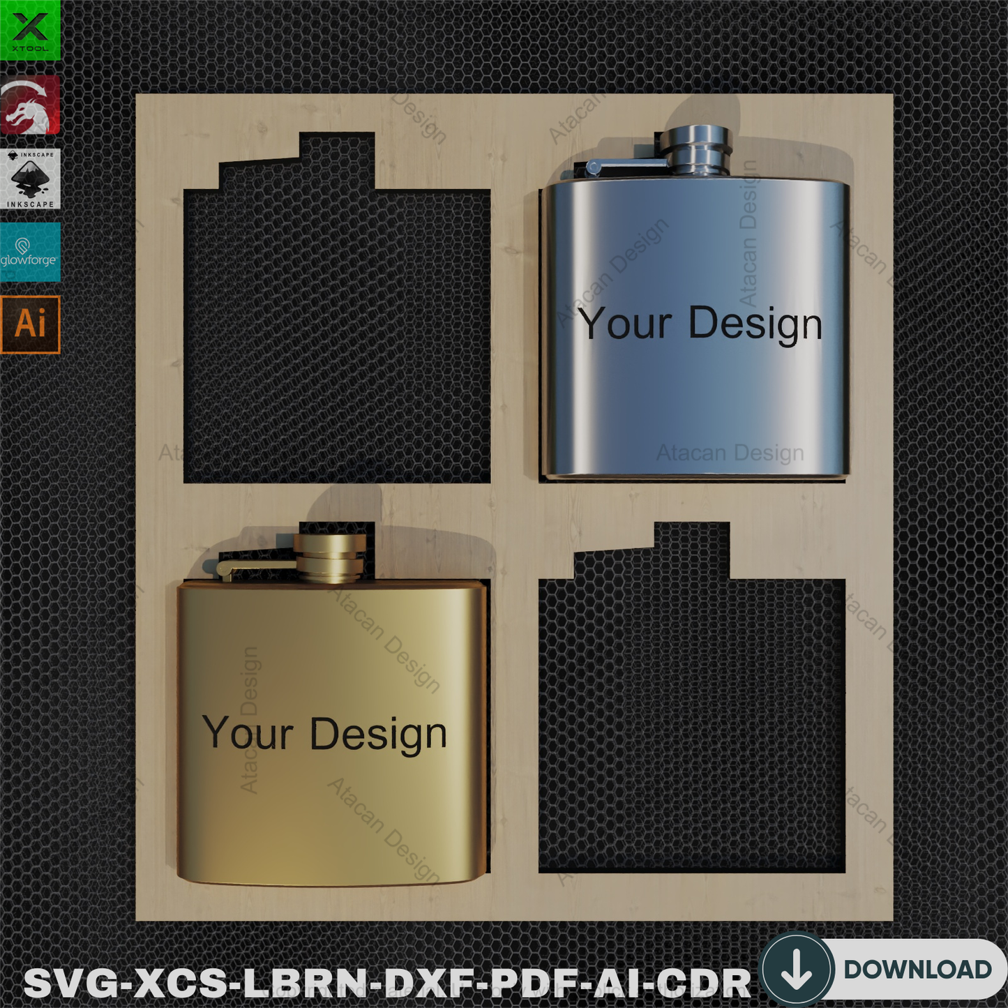 Laser Cut Flask Jig: Engrave Multiple Items, Perfect for Gifts,Flask & Card Jig: Laser Engraving Template, Precise Alignment 465