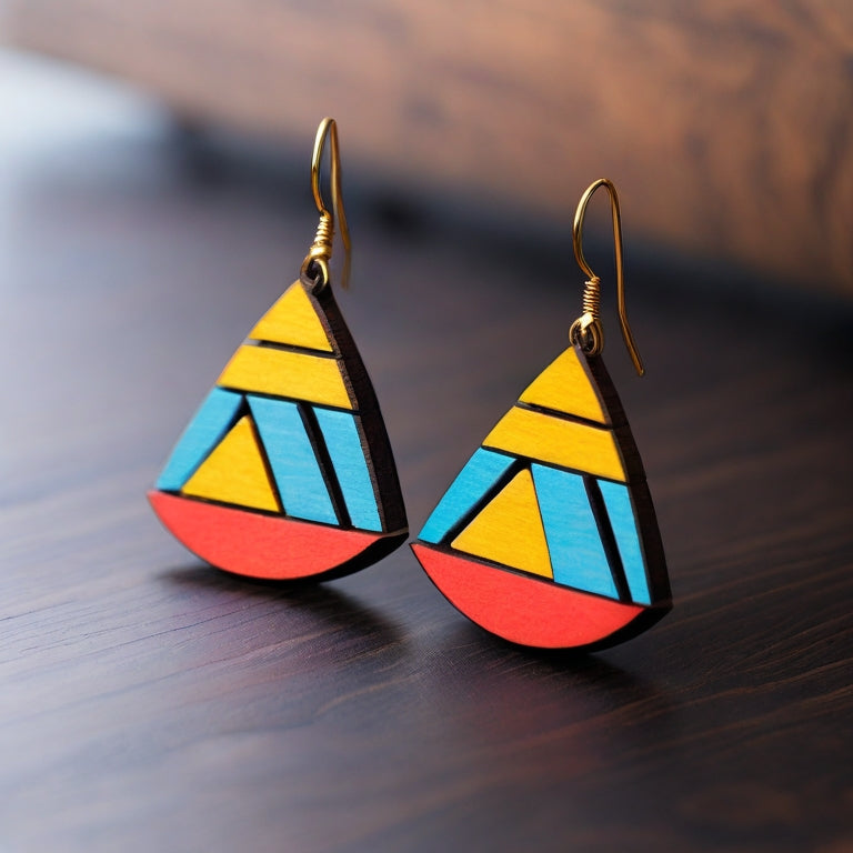 Vibrant Rainbow Wood Earring Files - Precision Laser Cut Patterns for Colorful Jewelry Creations 539