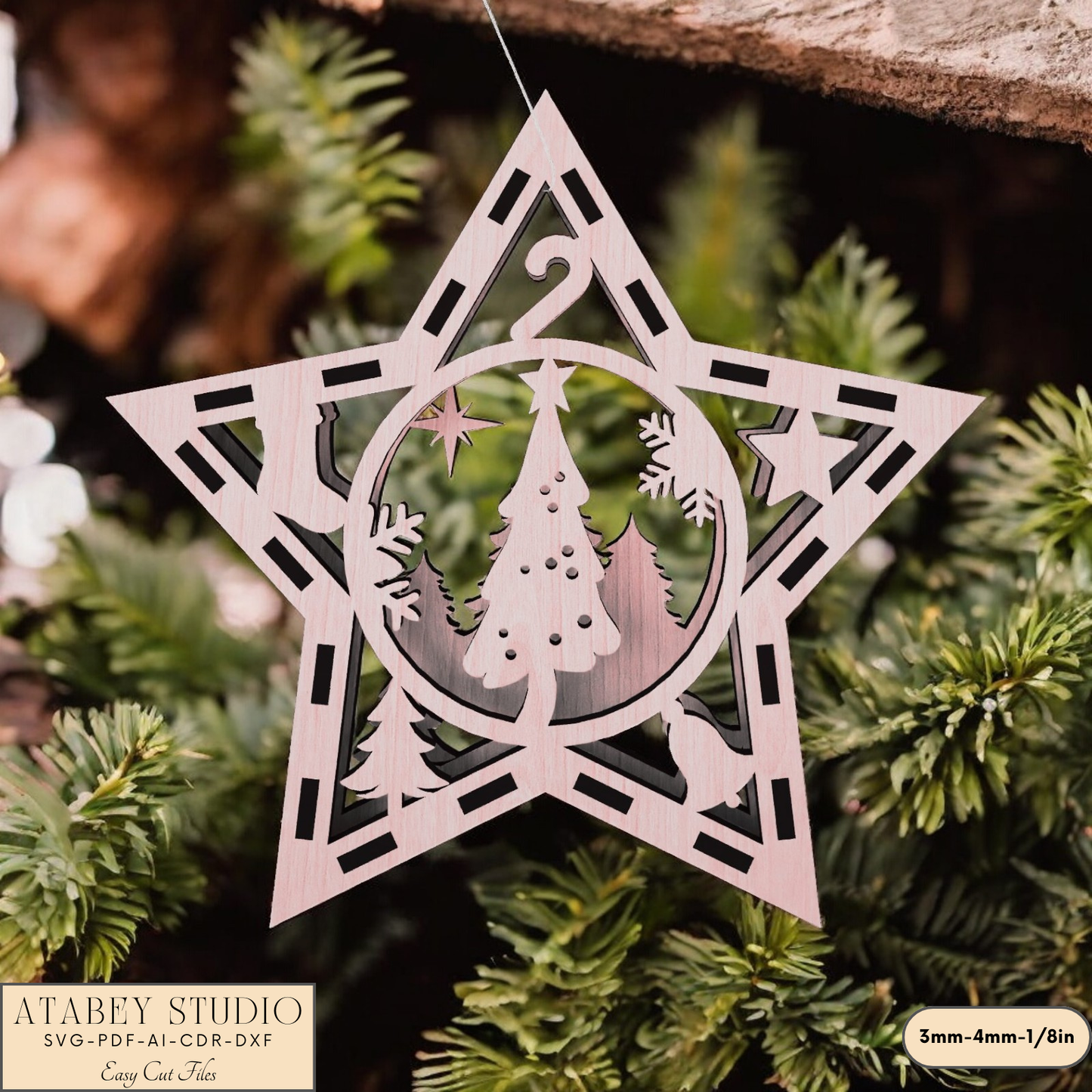 Star-Shaped Christmas Ornaments - Laser Cut Holiday Craft Files for Snowman & Gingerbread Décor 903