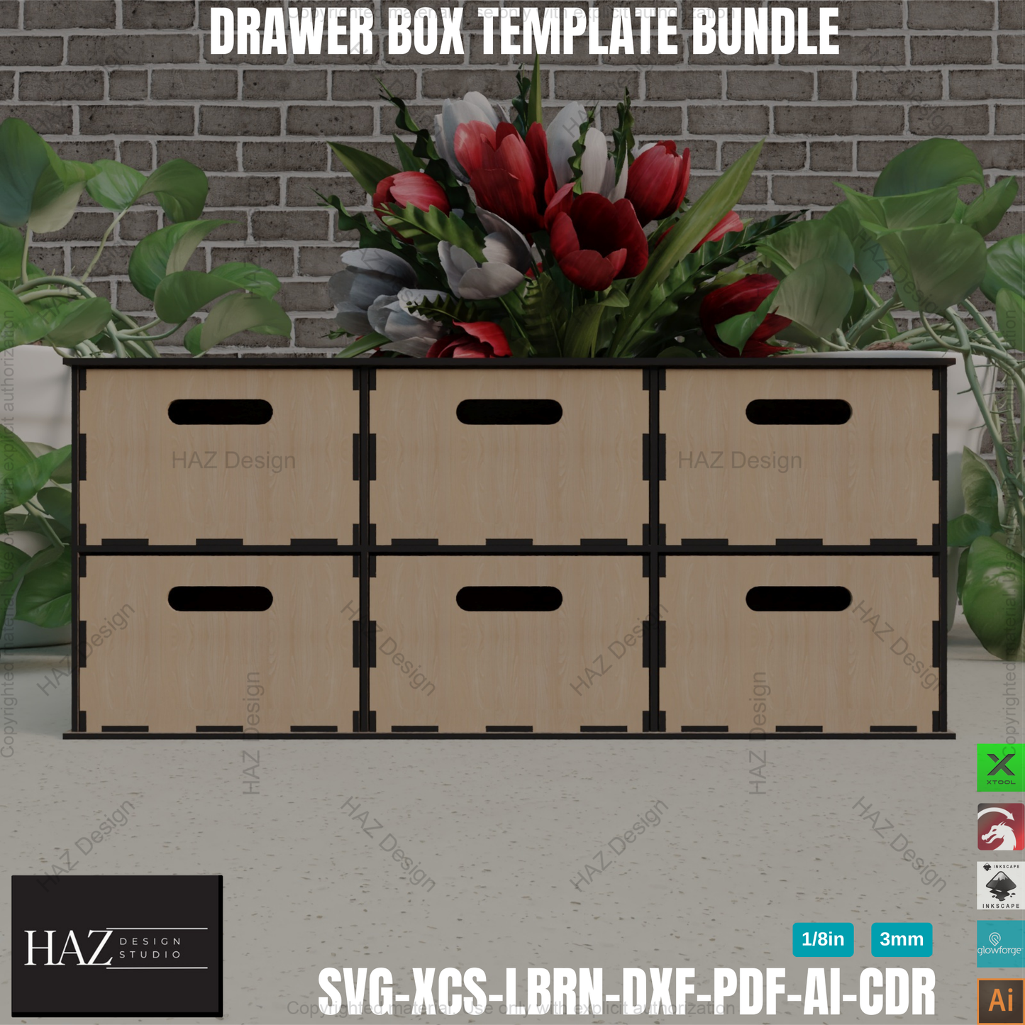 Laser Cut Drawer Organizer: Stackable Storage Box Templates!,DIY Laser Cut Storage Box: Create Custom Drawer Organizers! 403