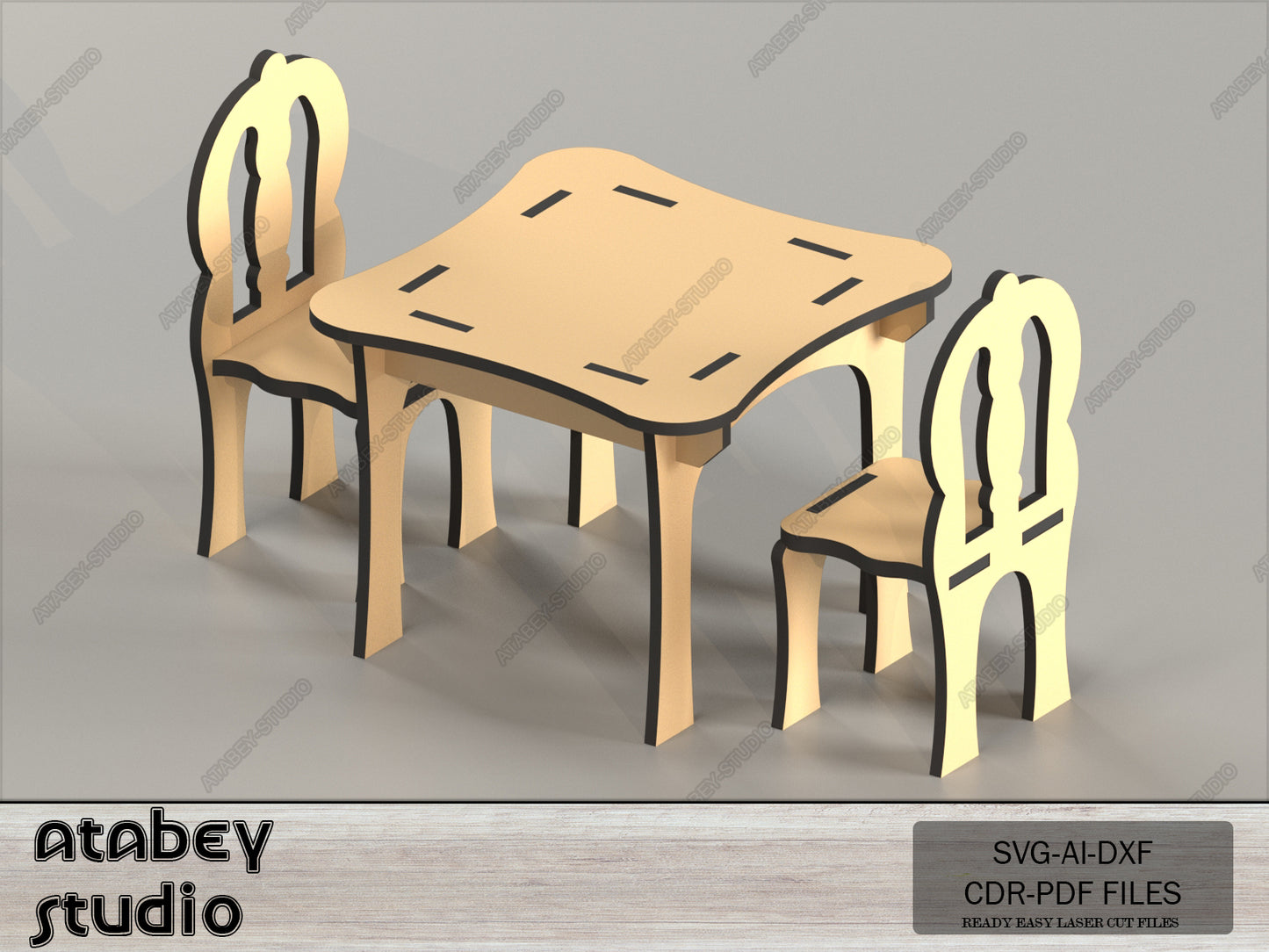 Dollhouse Desk and Mini Chair Set - DIY Toy Furniture Kit for Home Decor 087