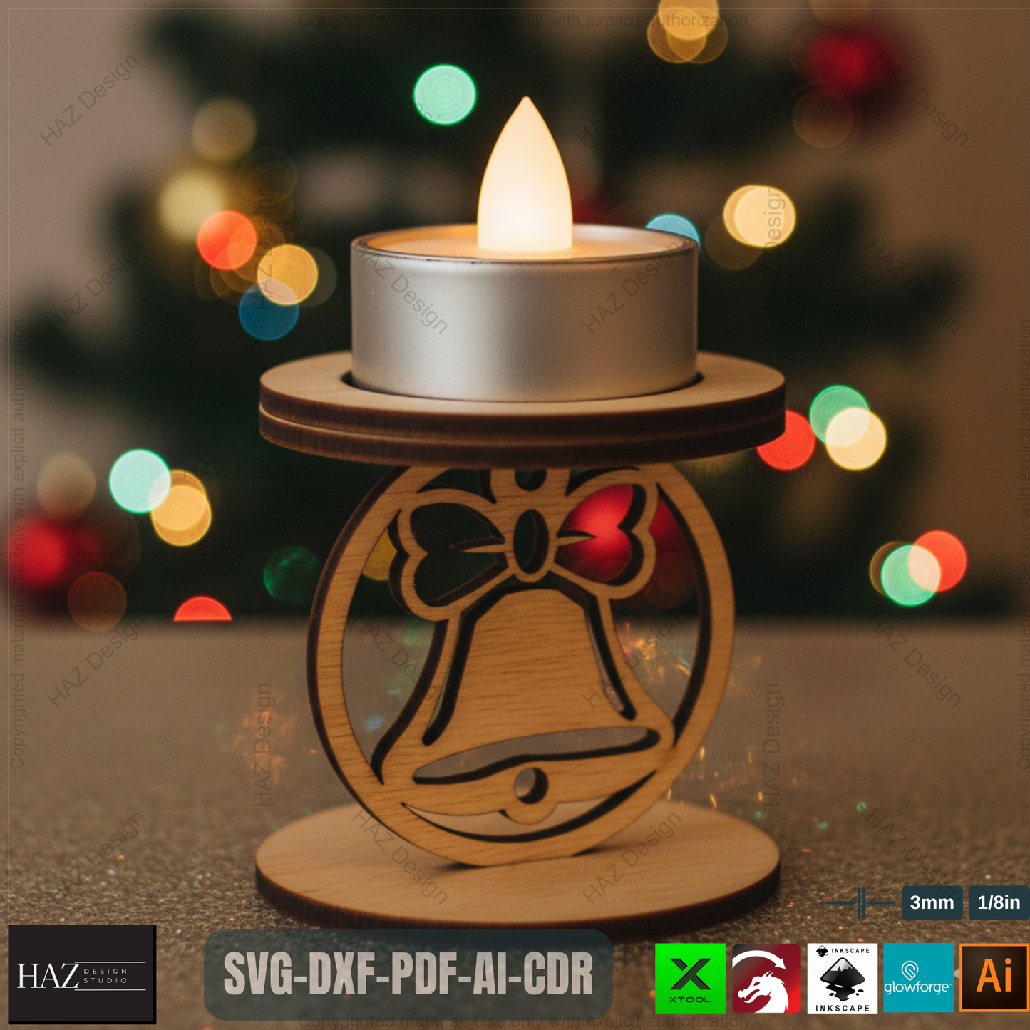 Standing Snowflake Tealight Holders, 3D Wood Laser Cut Ornament Template, DIY Christmas Candle Holder SVG Files