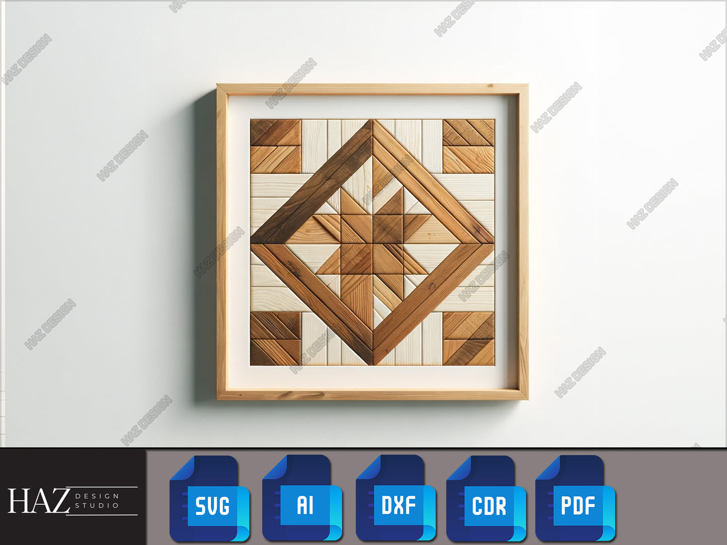 Modern Barn Quilt SVG Files - Chic Patterns for Laser Engraving and Woodworking Projects 209