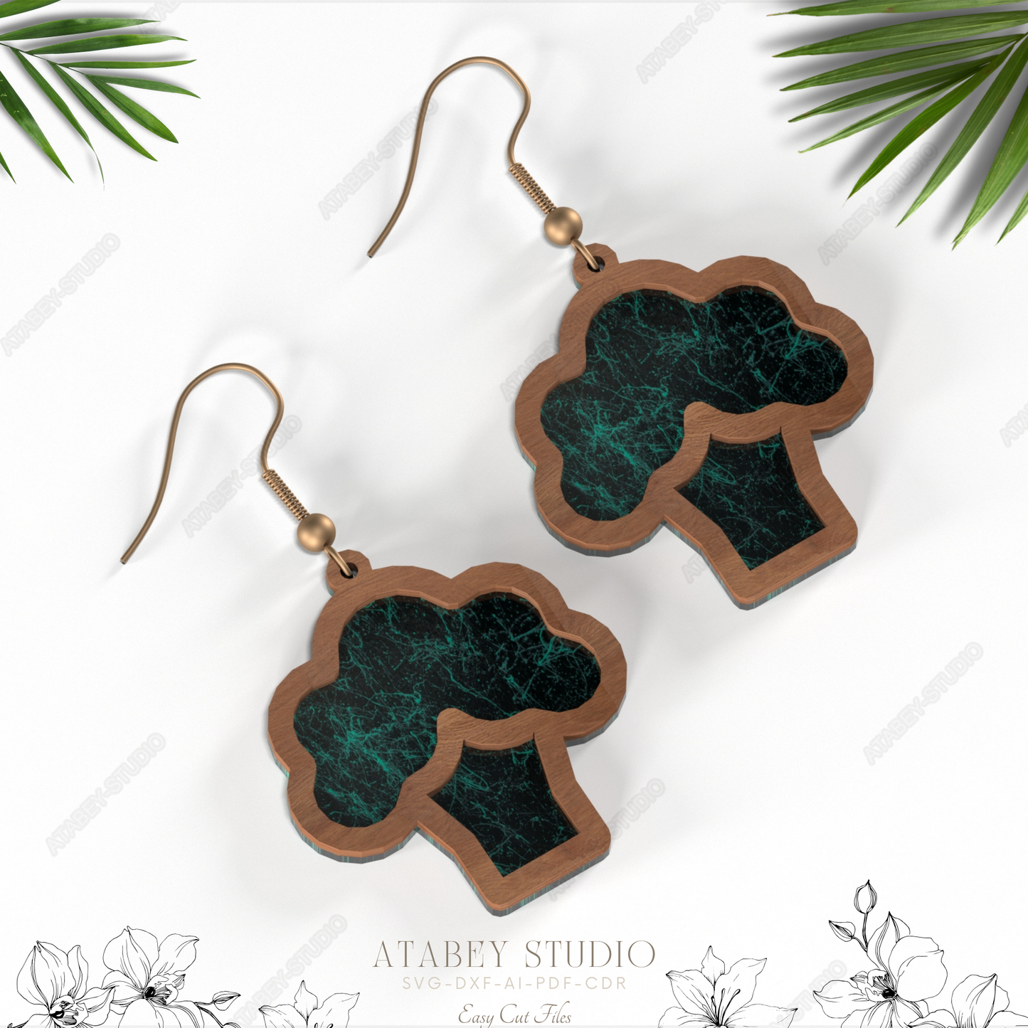 Broccoli Earrings - Cute Vegetable Jewelry Design for Laser Cutting Machines 851