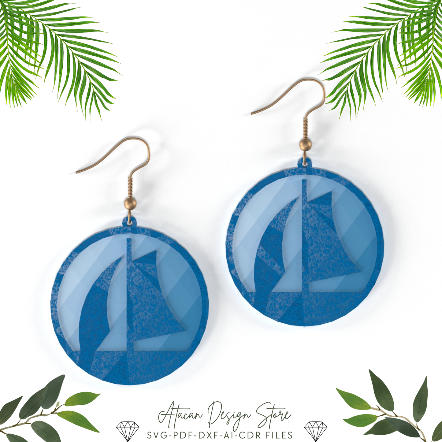 Stylish Hat, Afro Silhouette, Cocktail,Sailboat, Gender Symbols, Palm Tree, Snowflake, Mountain Earrings - Unique Jewelry Design Set 661