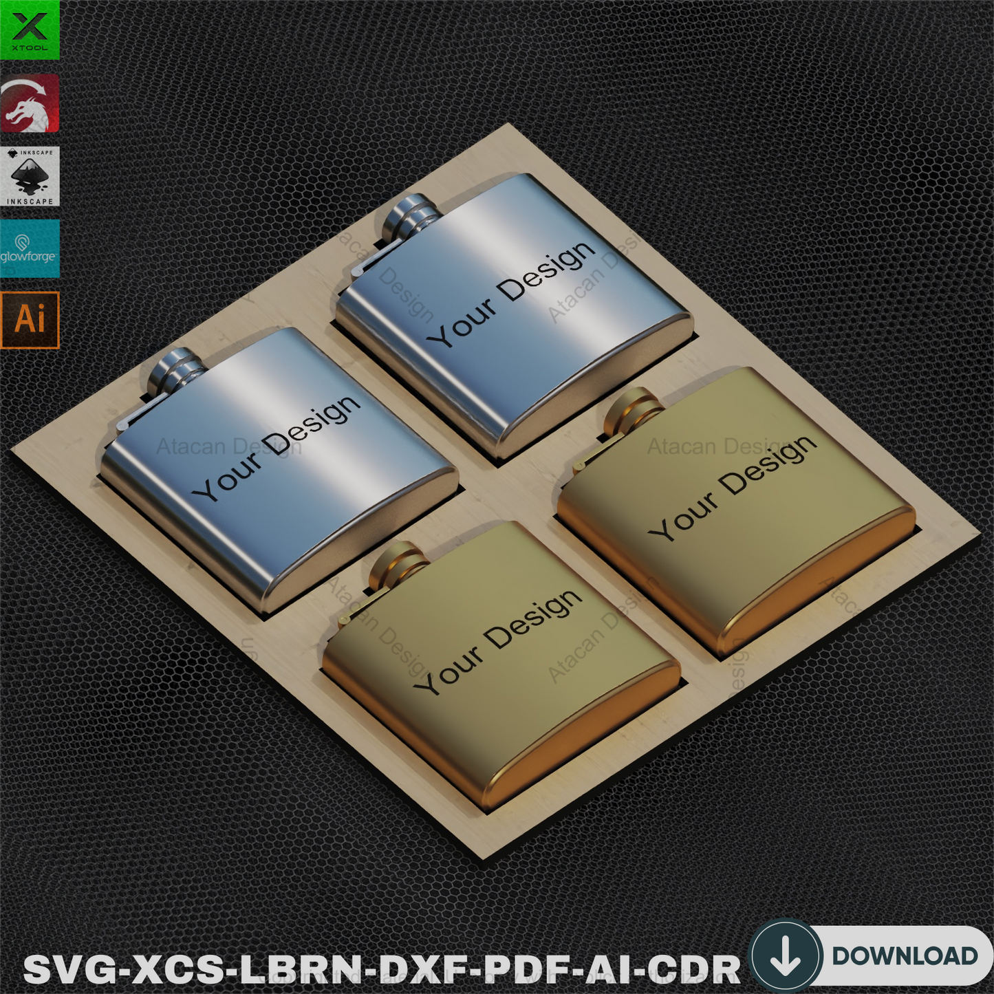 Laser Cut Flask Jig: Engrave Multiple Items, Perfect for Gifts,Flask & Card Jig: Laser Engraving Template, Precise Alignment 465