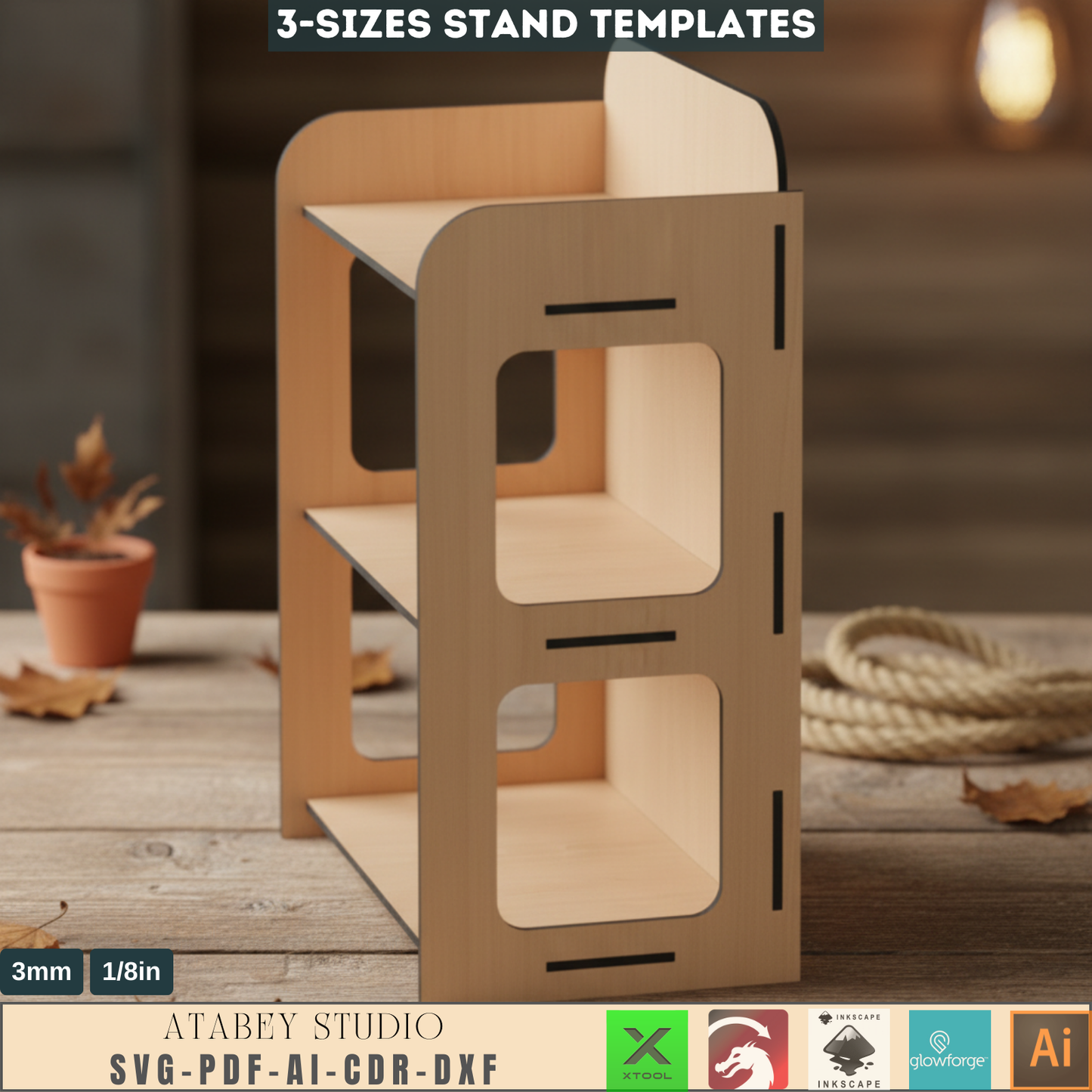 3 Size Wooden Stands - Craft fair display - Wood Retail Stand - Laser Vector Cut Files 576