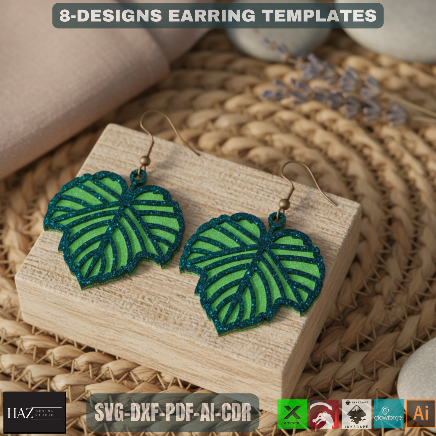 Unique Laser Cut Earring SVG Bundle - Modern Wooden Jewelry Designs - Craft Files for XTool 479