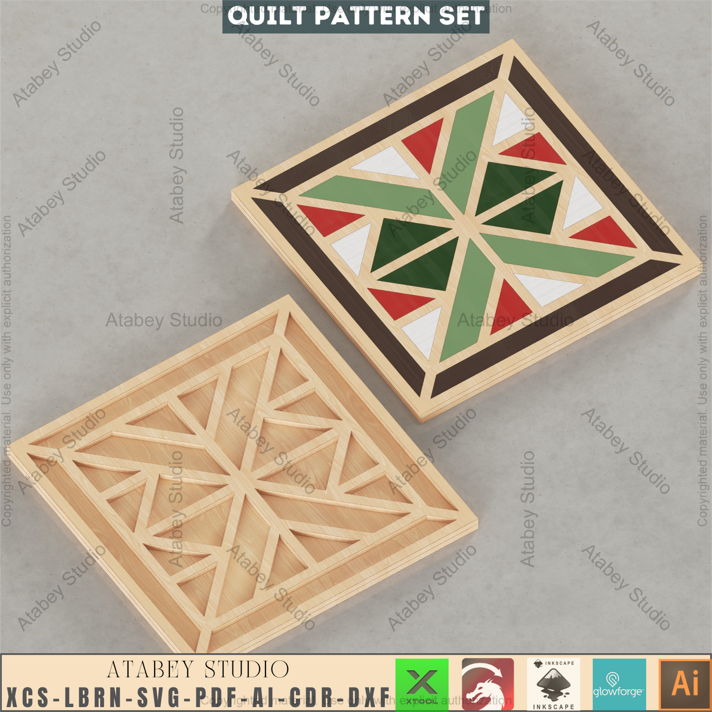 Modern Geometric Coaster & Wall Tile Bundle • 16 Laser Cut Patterns for DIY Home Decor • Glowforge Xtool Compatible 945