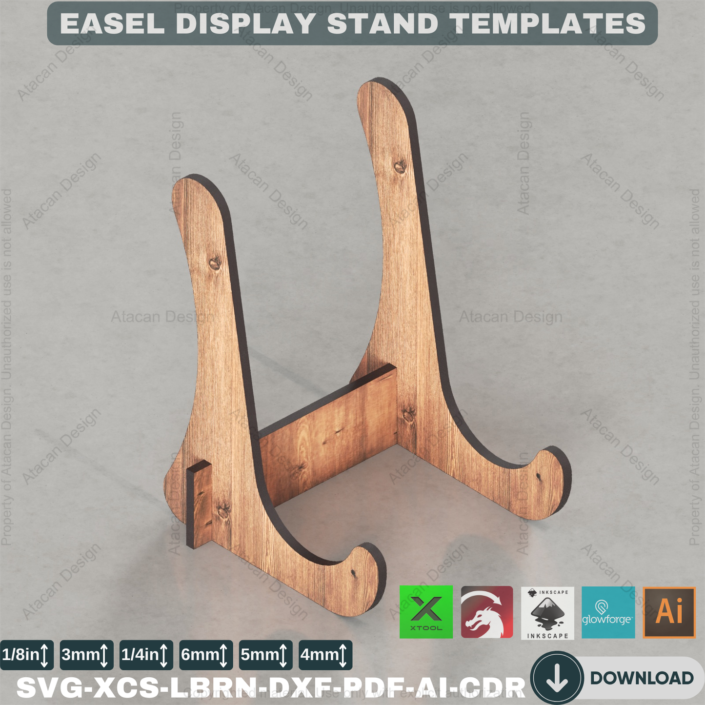 Laser Cut Frame Plate Stand / Laser cut vectors / Photo holder / Display Stand / Laser cut files ADS080